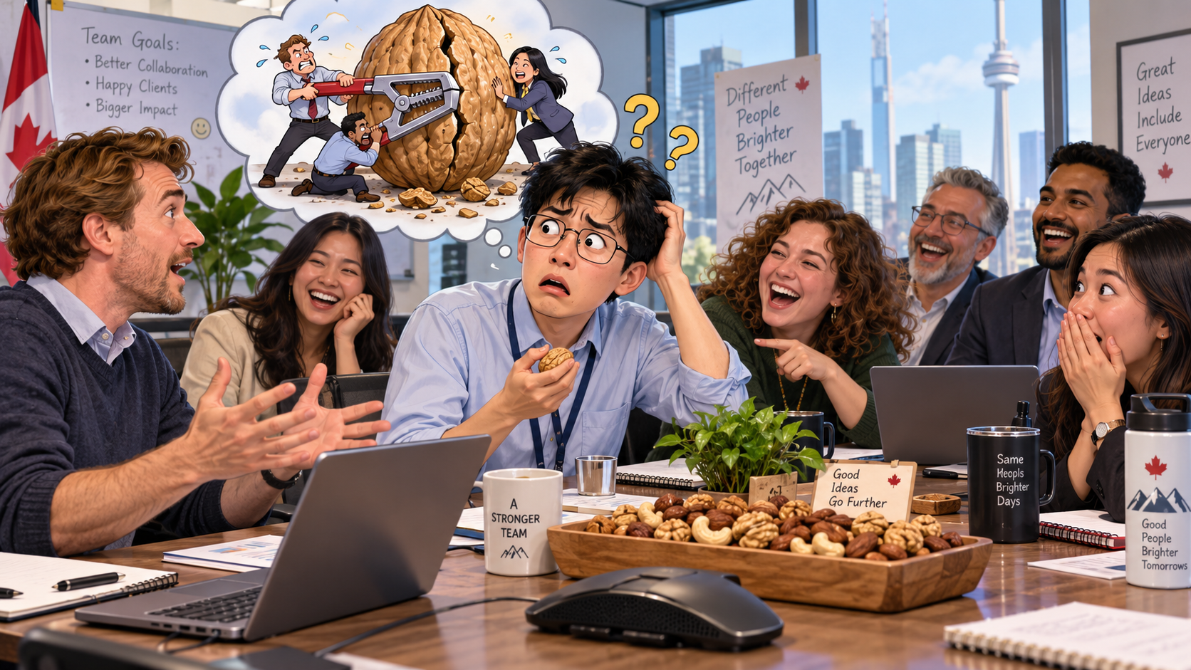 美剧学英语:a hard nut to crack - 加拿大办公室里,同事说客户是“a hard nut to crack”,我默默看向了零食盘