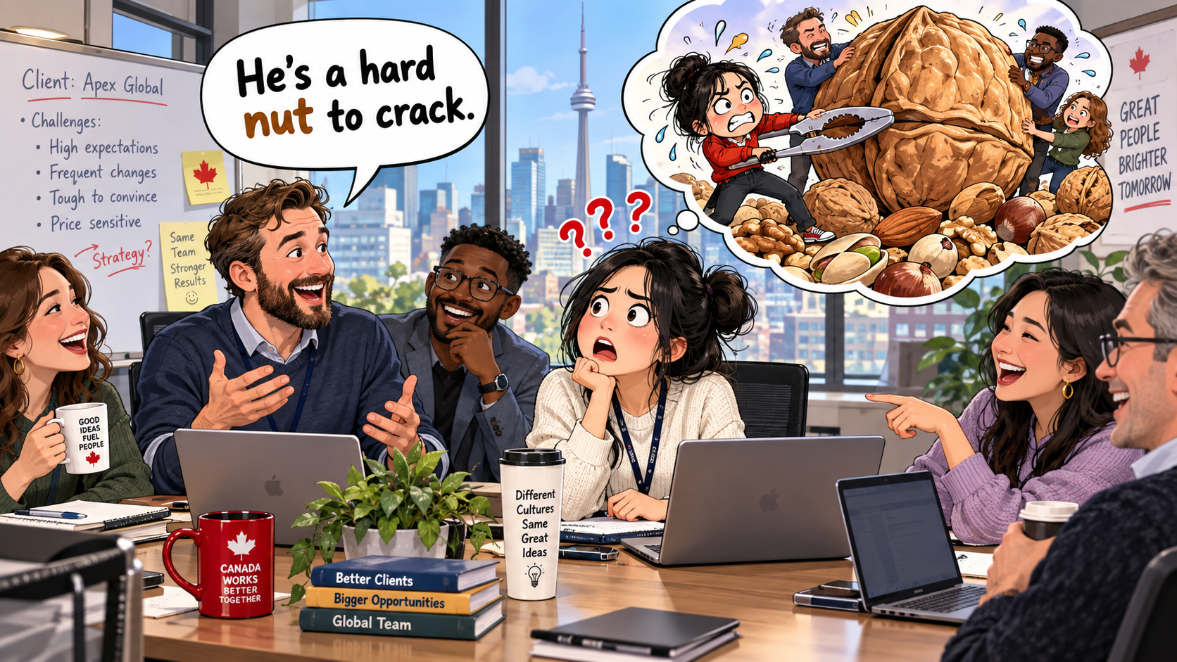 美剧学英语:a hard nut to crack - 加拿大办公室同事说客户是“难咬的坚果”,我差点去茶水间找核桃……