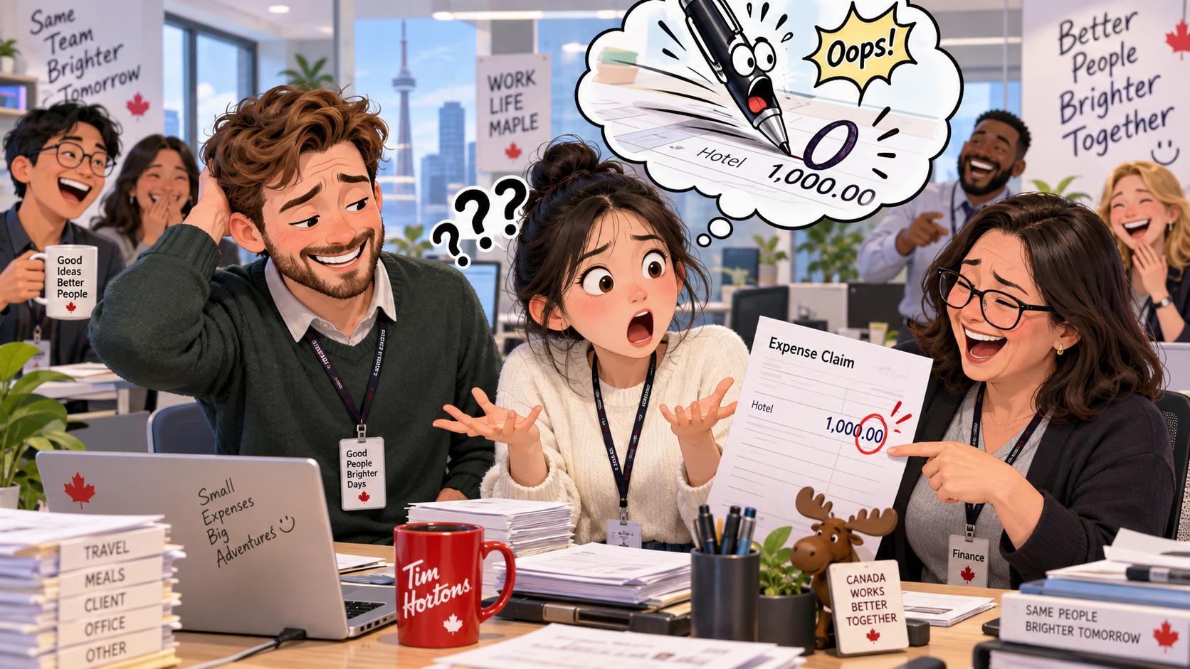 美剧学英语：a slip of the pen - 加拿大办公室报销单多了一个零，我还认真问同事：你的笔滑哪儿了？
