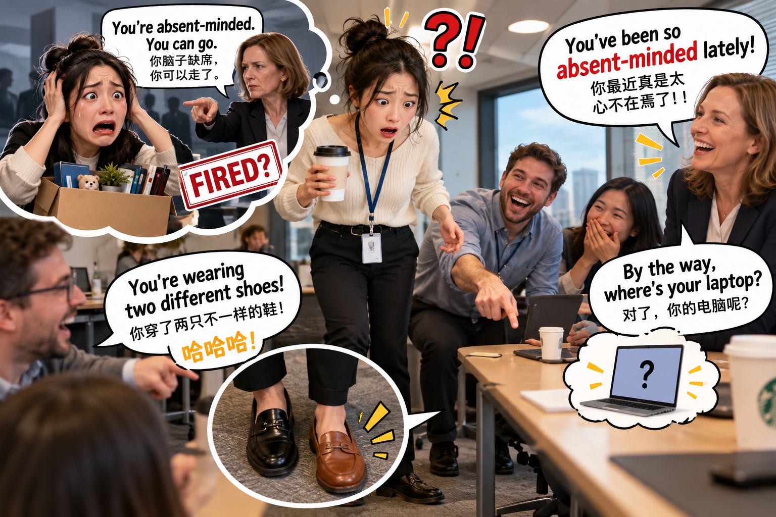 美剧说英语:absent-minded - 加拿大办公室同事说我“脑子缺席”,我差点以为自己要被开除了……