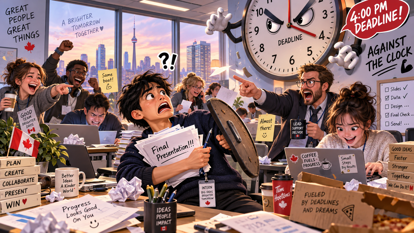 美剧学英语：against the clock - 加拿大办公室赶截止日期，同事说“against the clock”，我竟然抬头瞪了一眼墙上的钟