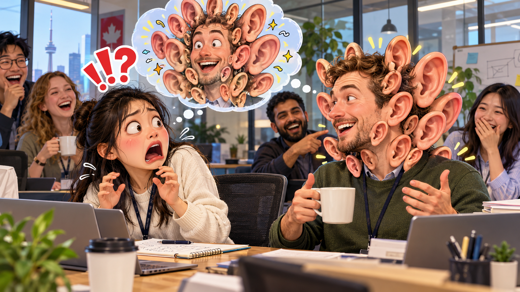 美剧说英语：all ears - 加拿大办公室同事说“I’m all ears”，我脑子里瞬间长出了四只耳朵……