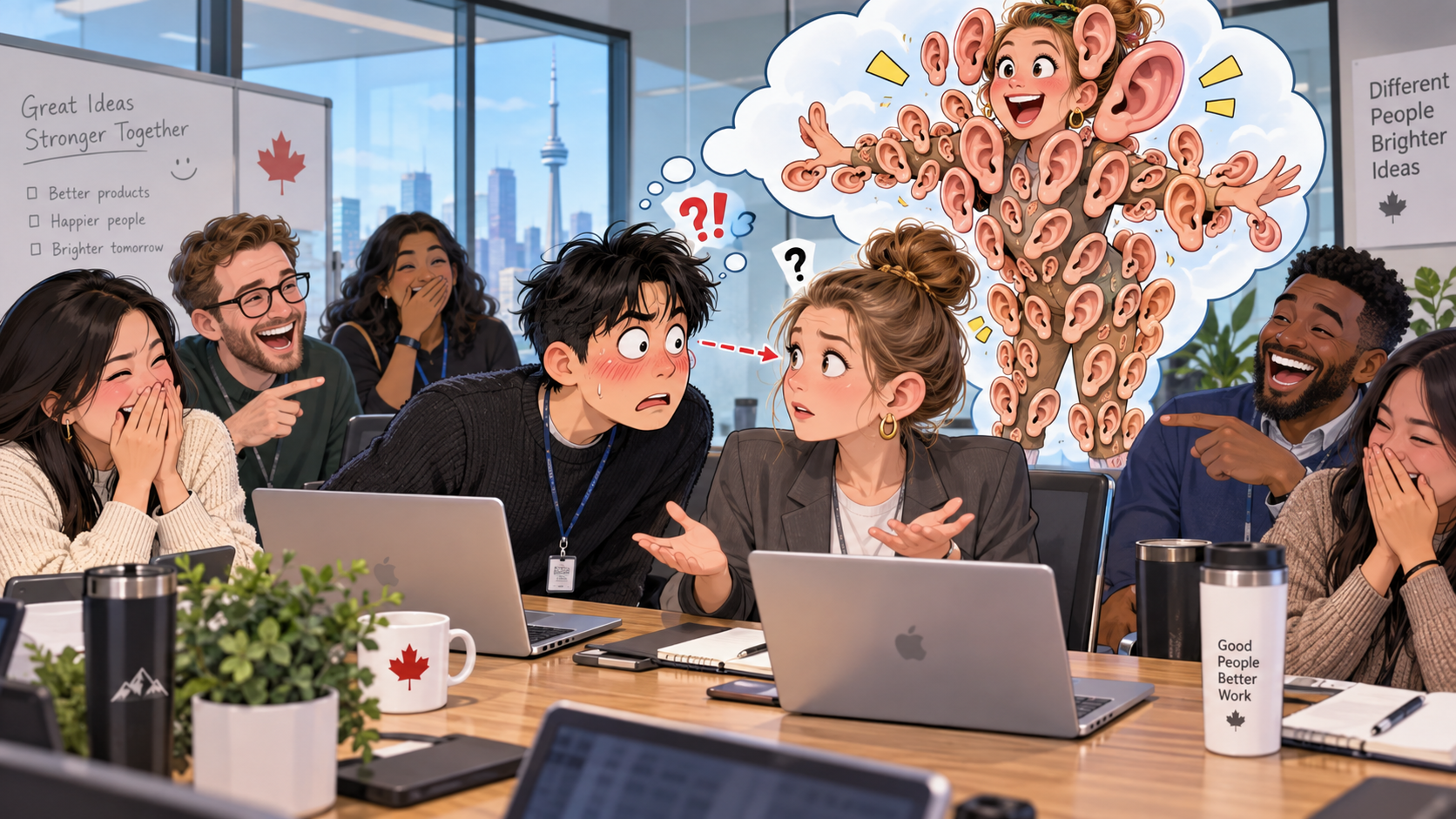 美剧学英语:all ears - 加拿大办公室开会,同事说“I’m all ears”,我真的盯着他耳朵看了半天