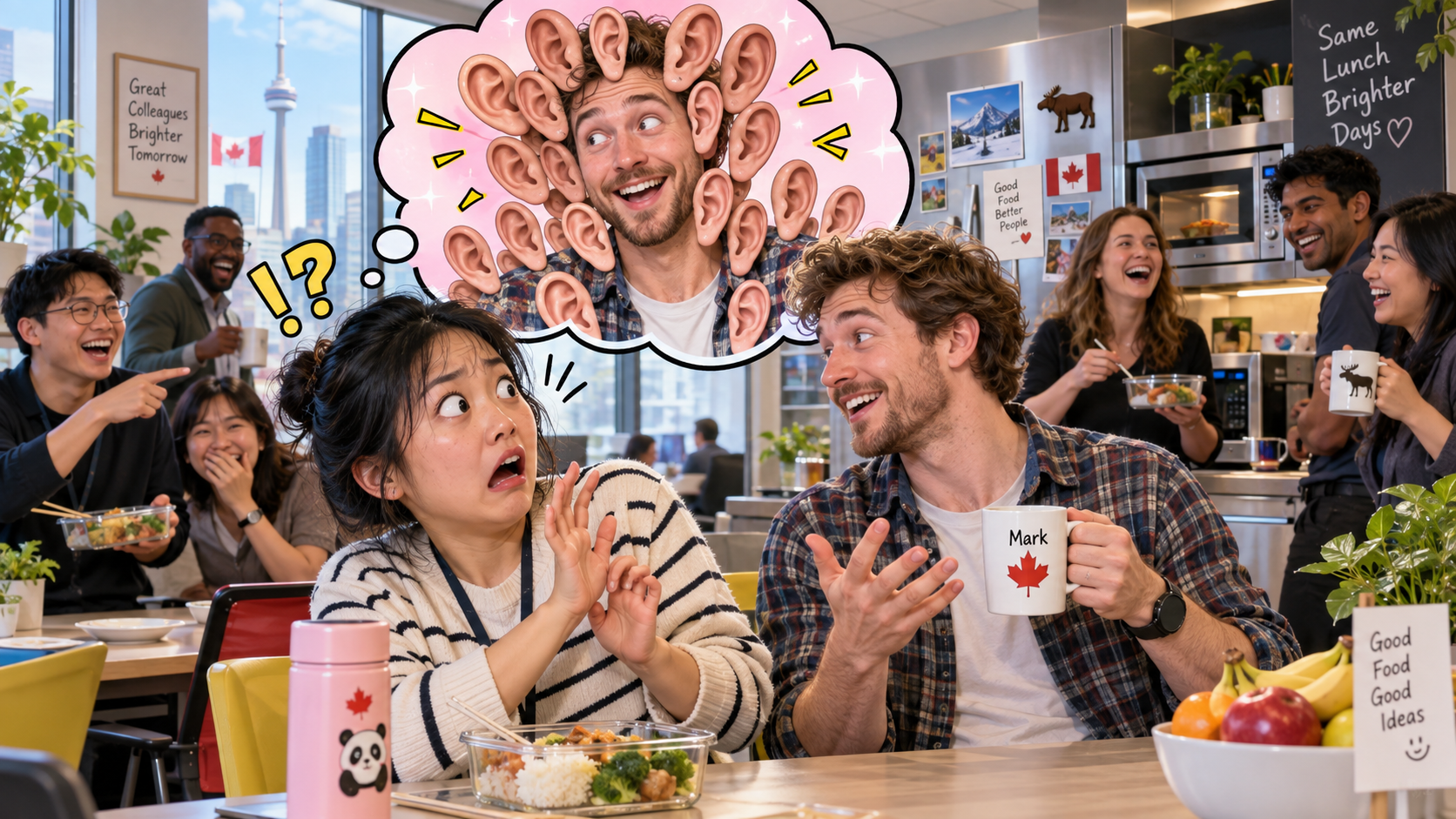 美剧学英语：all ears - 加拿大办公室茶水间，同事说“I’m all ears”，我盯着他的耳朵看了半天……