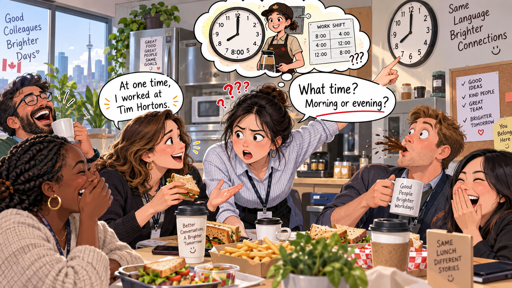美剧学英语：at one time - 加拿大办公室午休，同事说“at one time”，我竟追问他几点上班