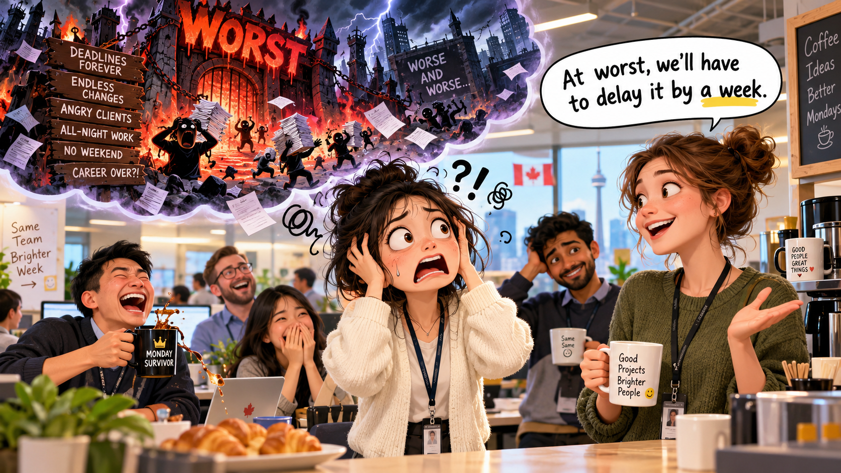 美剧学英语：at worst - 加拿大办公室里，同事说“at worst”，我以为事情已经坏到最严重了……