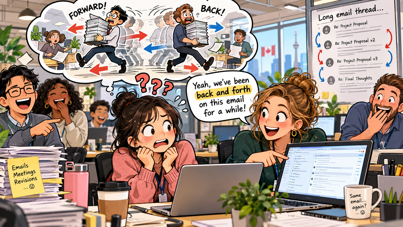 美剧学英语：back and forth - 加拿大办公室里，同事说邮件一直“back and forth”，我还以为他在说走路……