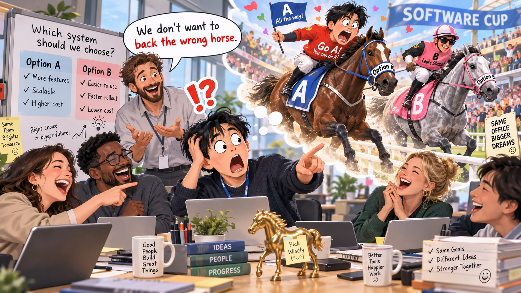 美剧学英语：back the wrong horse - 加拿大办公室选新系统，同事说我backed the wrong horse，我还以为他在聊赛马