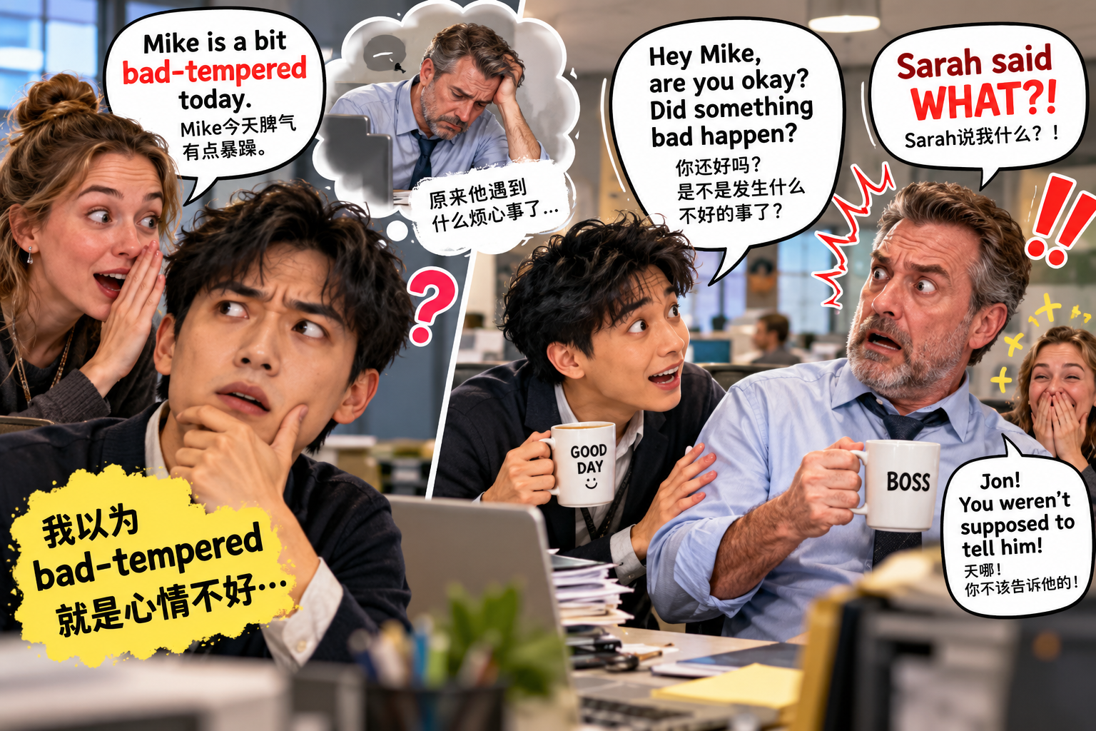 美剧说英语：bad-tempered - 加拿大办公室同事说经理“bad-tempered”，我竟然当面安慰他……