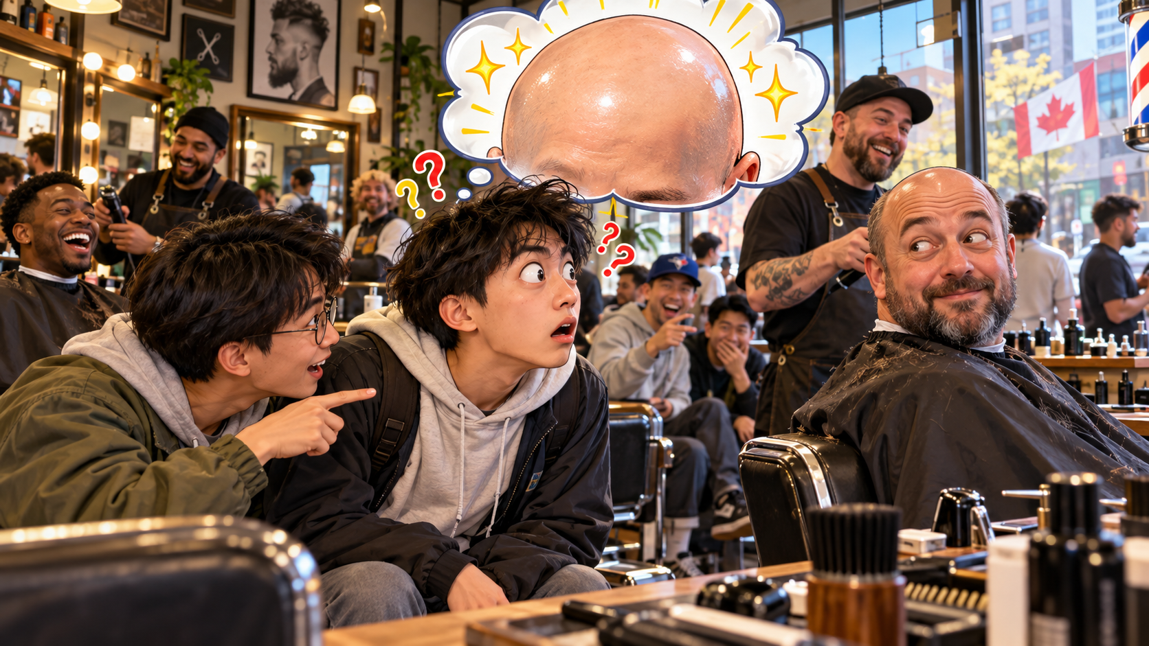 美剧学英语:bald head - 加拿大理发店里,朋友说“the bald head”,我一直盯着人家整个脑袋看……