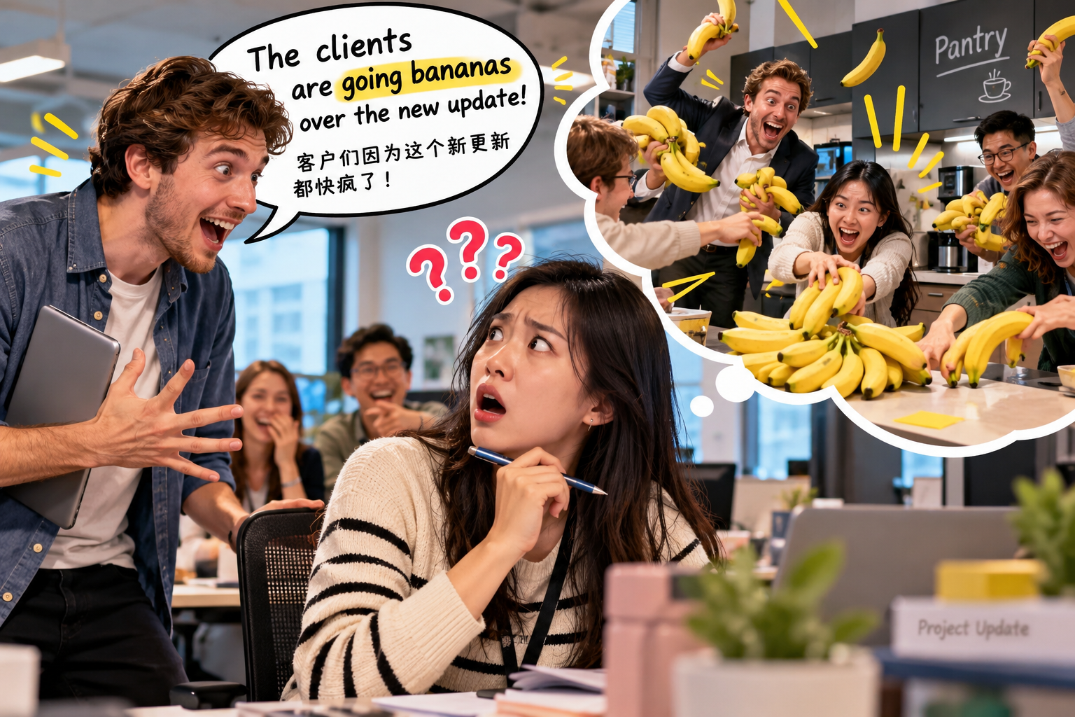 美剧学英语:banana - 加拿大办公室同事说“go bananas”,我还以为茶水间香蕉出事了