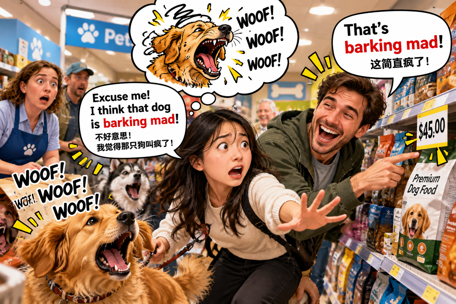 美剧说英语:barking mad - 加拿大宠物店里,同事说“barking mad”,我赶紧去拦那只狗……