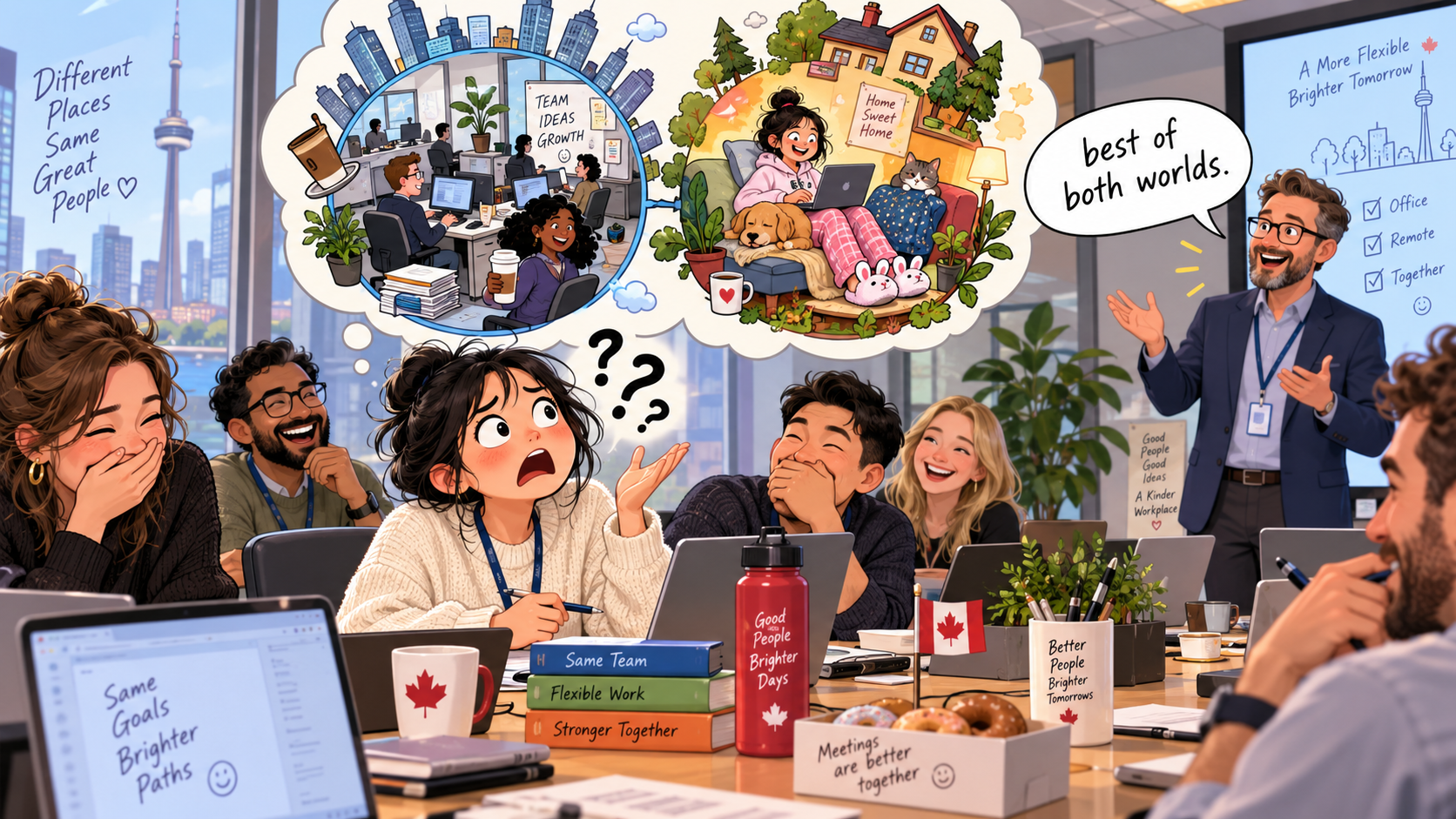 美剧学英语：best of both worlds - 加拿大办公室混合办公，老板说“best of both worlds”，我还认真问是哪两个世界……