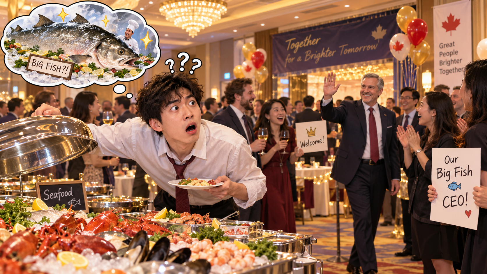 美剧学英语：big fish - 加拿大公司年会，同事说今晚有条“big fish”要来，我开始找海鲜台……