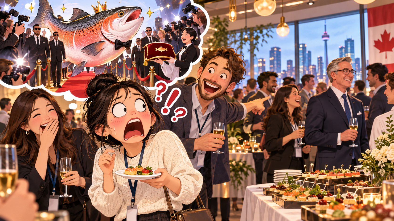 美剧学英语：big fish - 加拿大公司酒会，同事说今晚有“big fish”，我居然跑去找三文鱼了