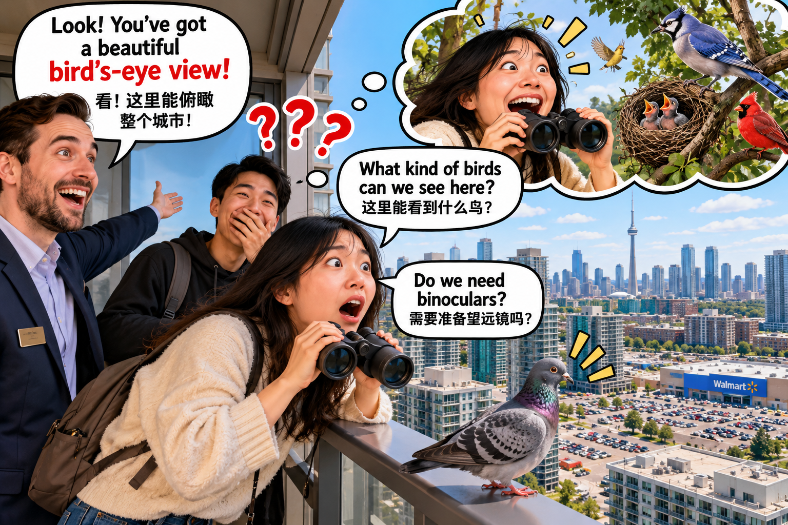 美剧说英语:bird's-eye view - 加拿大看公寓,房东说有“bird's-eye view”,我竟然开始找鸟窝……