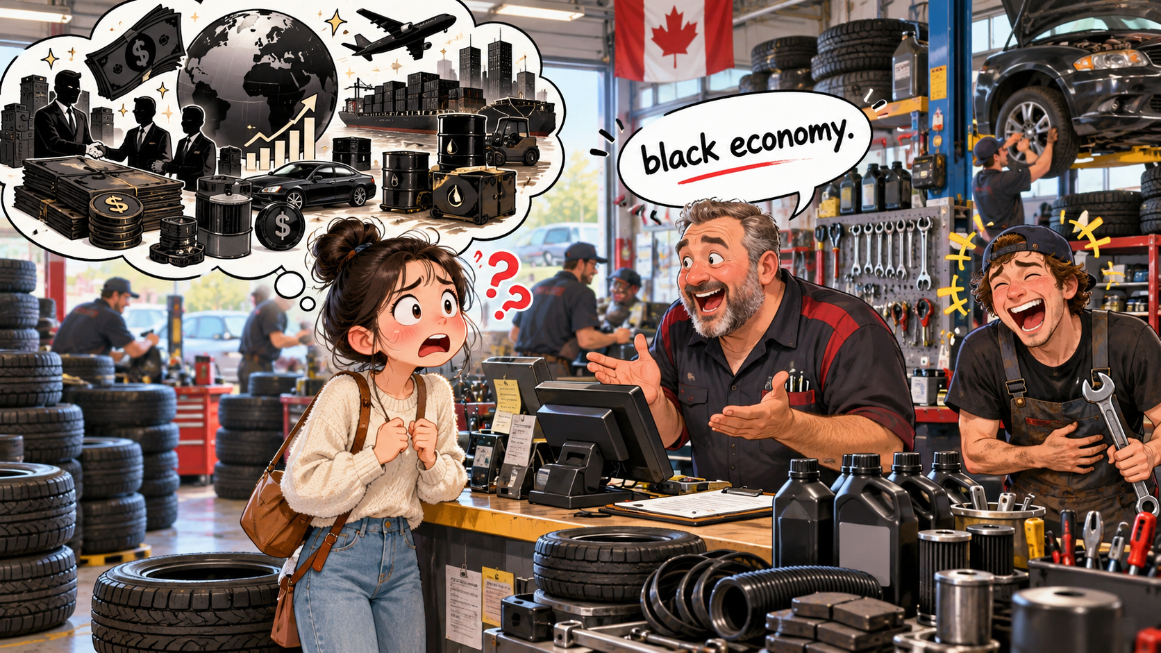美剧说英语:black economy - 加拿大修车店老板说“black economy”,我低头看了看他黑色的收银机……
