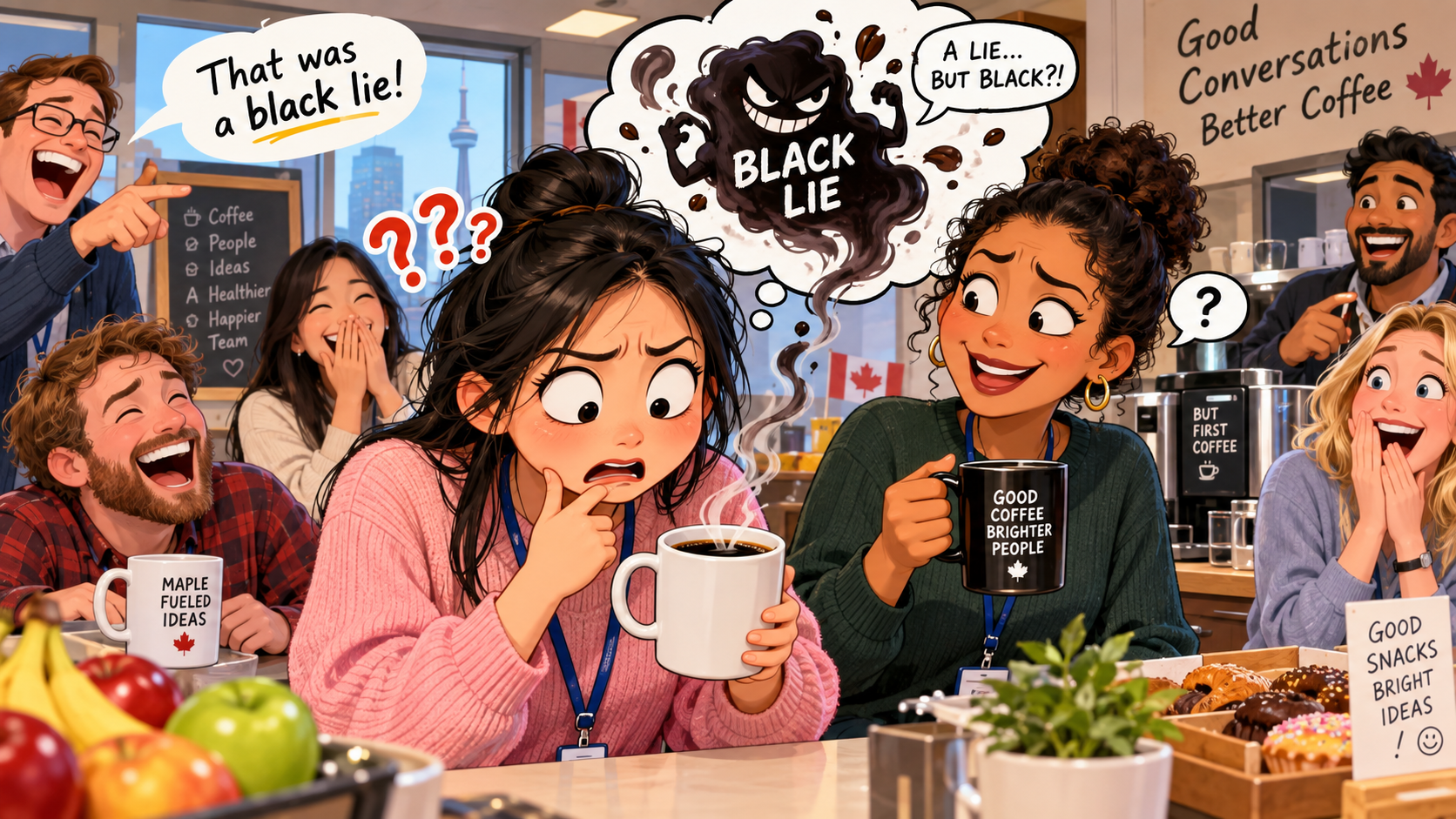 美剧学英语：black lie - 加拿大办公室茶水间，同事说了句“black lie”，我低头看了看他的黑咖啡……