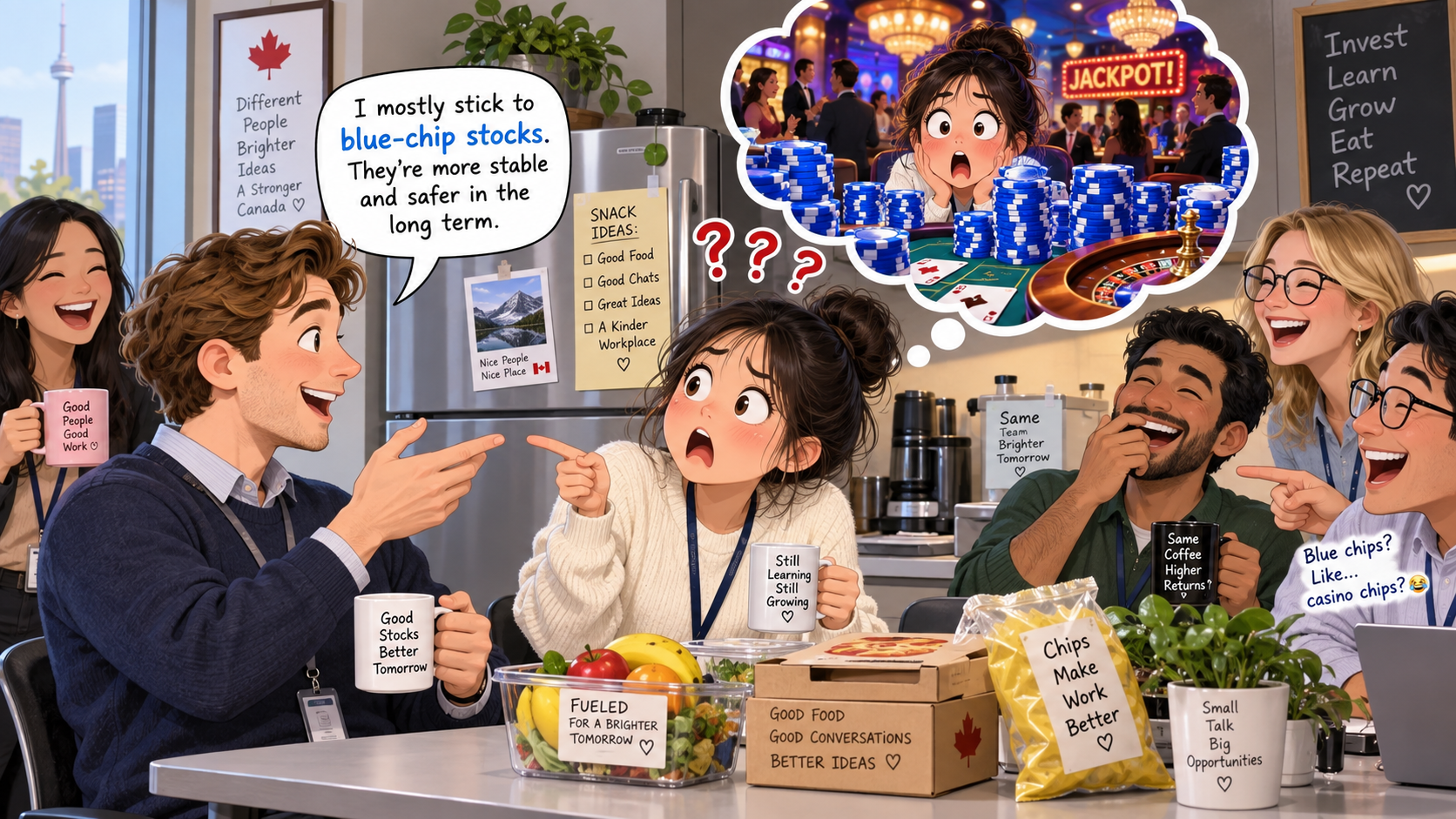 美剧学英语:blue chip - 加拿大办公室聊投资,同事说买blue chip,我差点问他赌场在哪