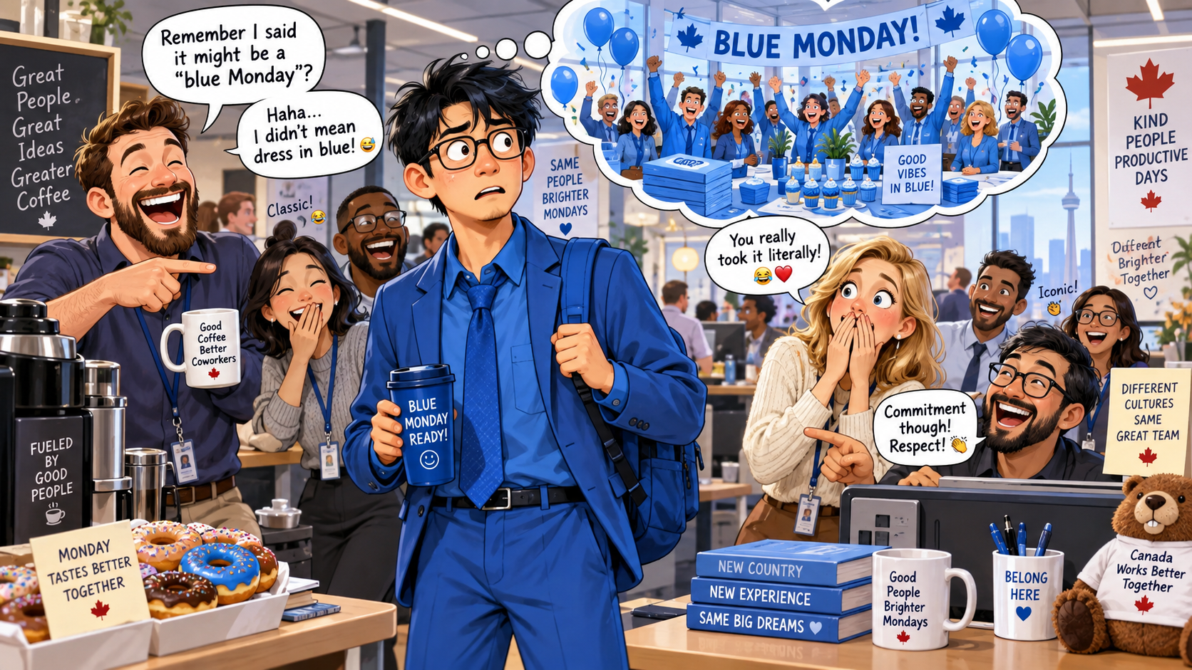 美剧学英语：blue Monday - 加拿大办公室说“blue Monday”，我第二天真穿了一身蓝……