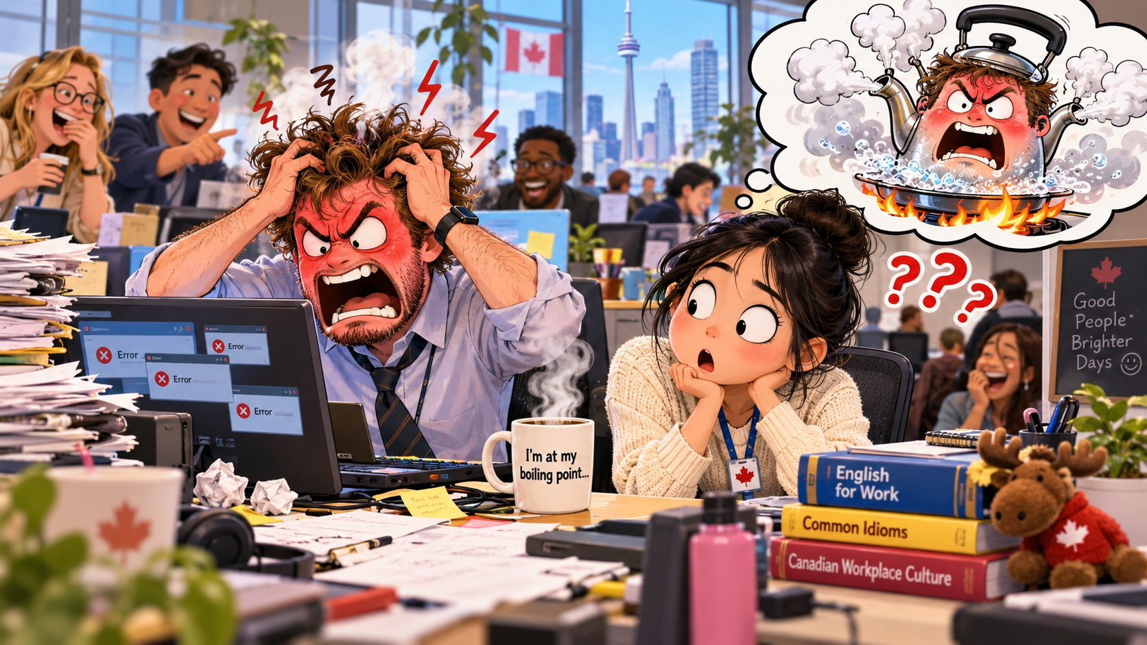 美剧学英语:boiling point - 加拿大办公室同事说“I'm at my boiling point”,我差点问他要不要先关火……