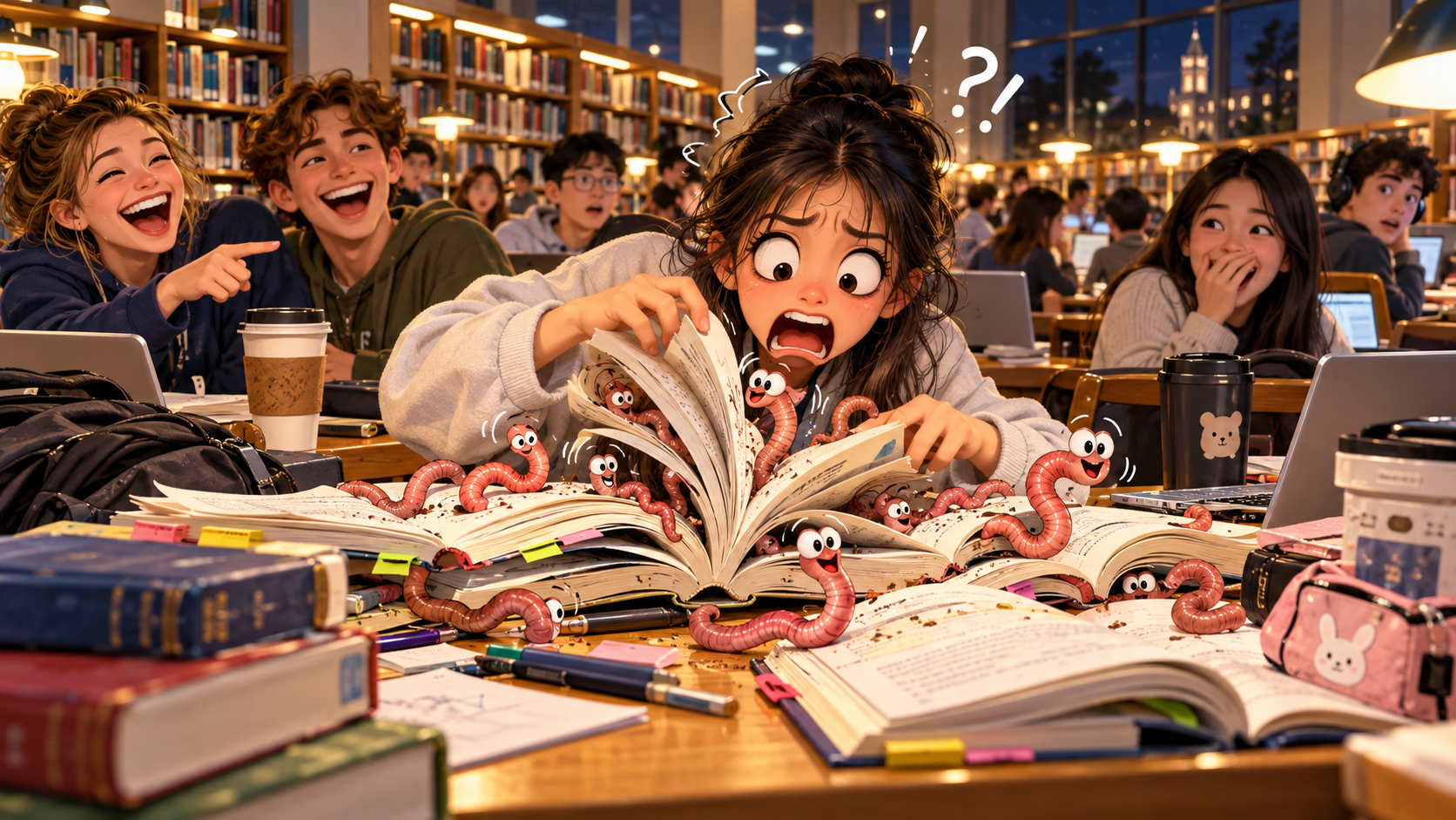 美剧学英语:bookworm - 加拿大图书馆里,同学说我是“bookworm”,我差点去翻书找虫子