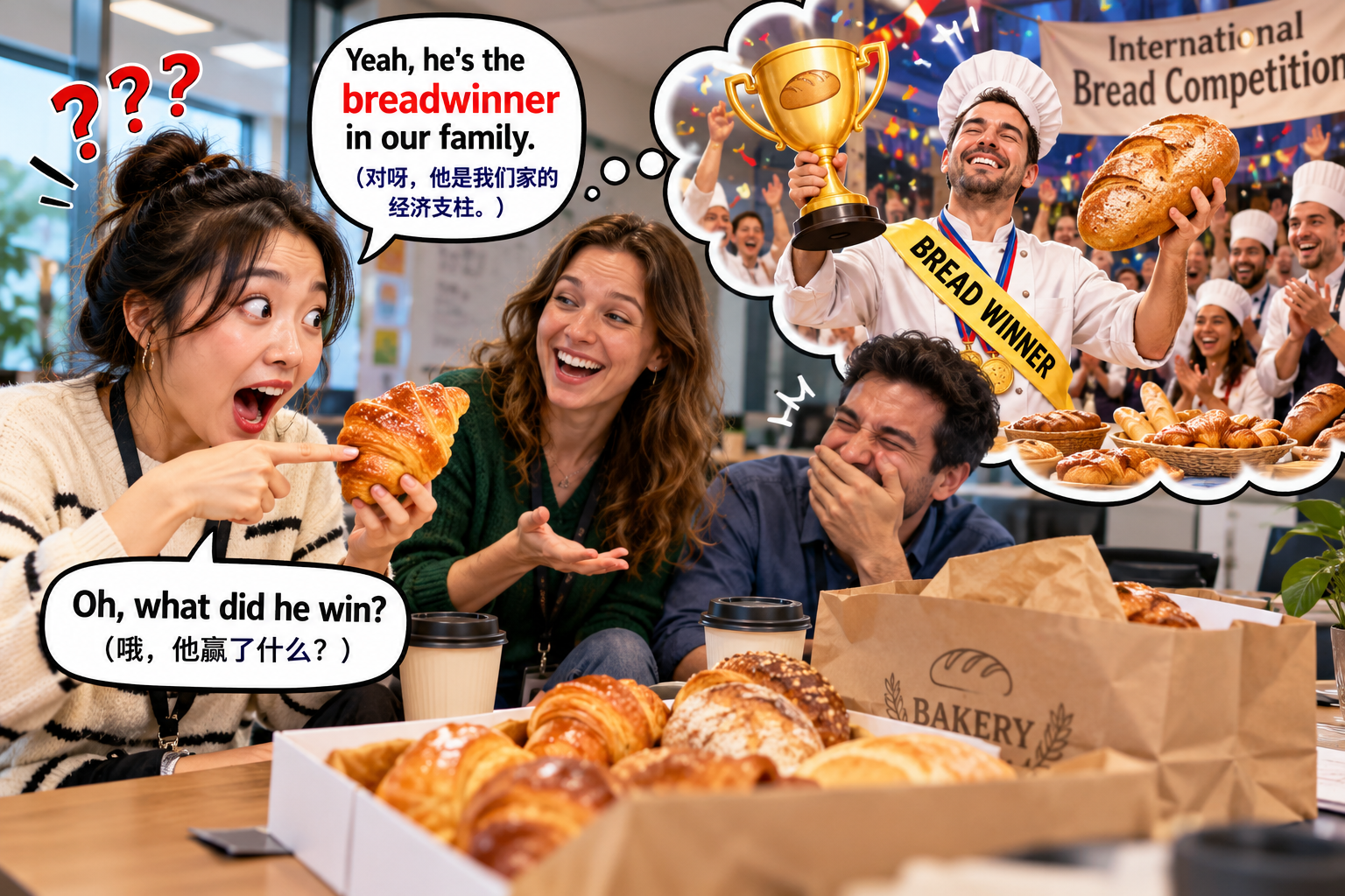 美剧说英语:bread winner - 加拿大同事说她老公是“breadwinner”,我以为他赢了一辈子的面包……