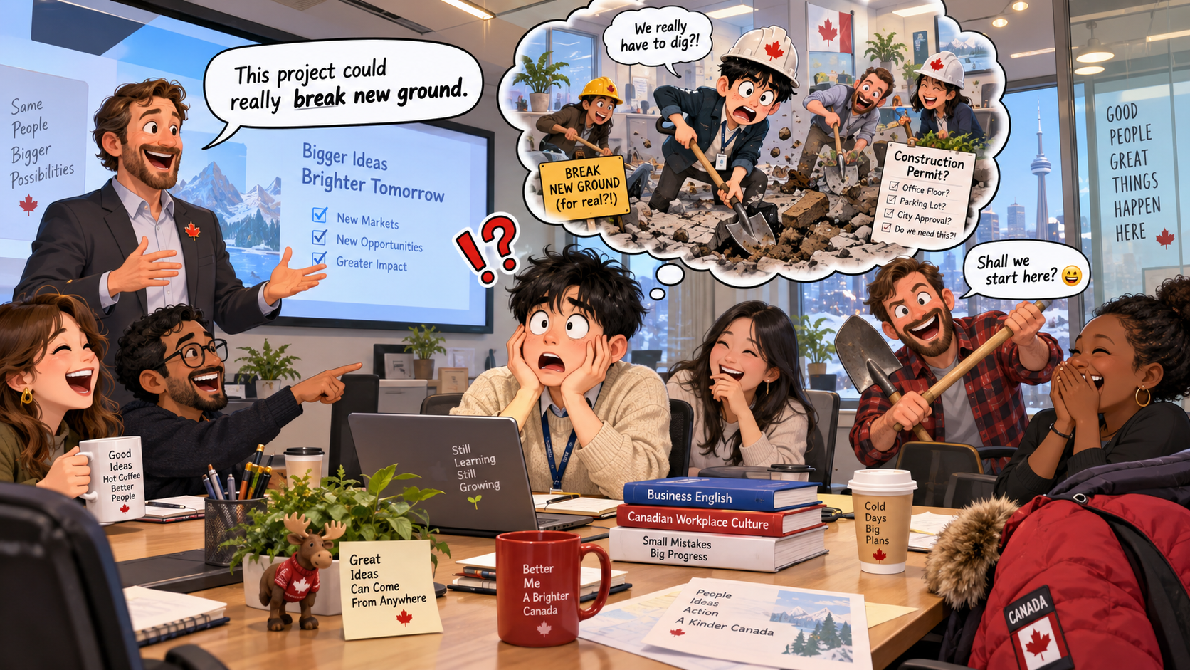 美剧学英语：break new ground - 加拿大办公室开会，老板说要“break new ground”，我差点去找铁锹