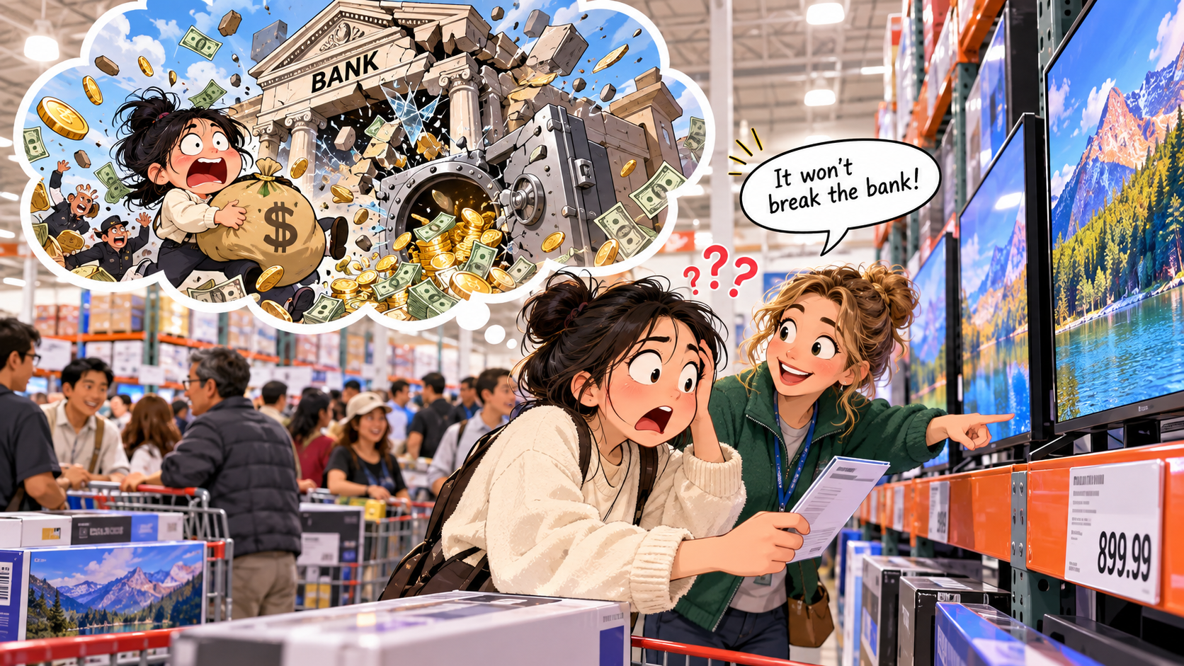 美剧学英语：break the bank - 加拿大Costco买电视，同事说“won’t break the bank”，我差点以为银行要出事