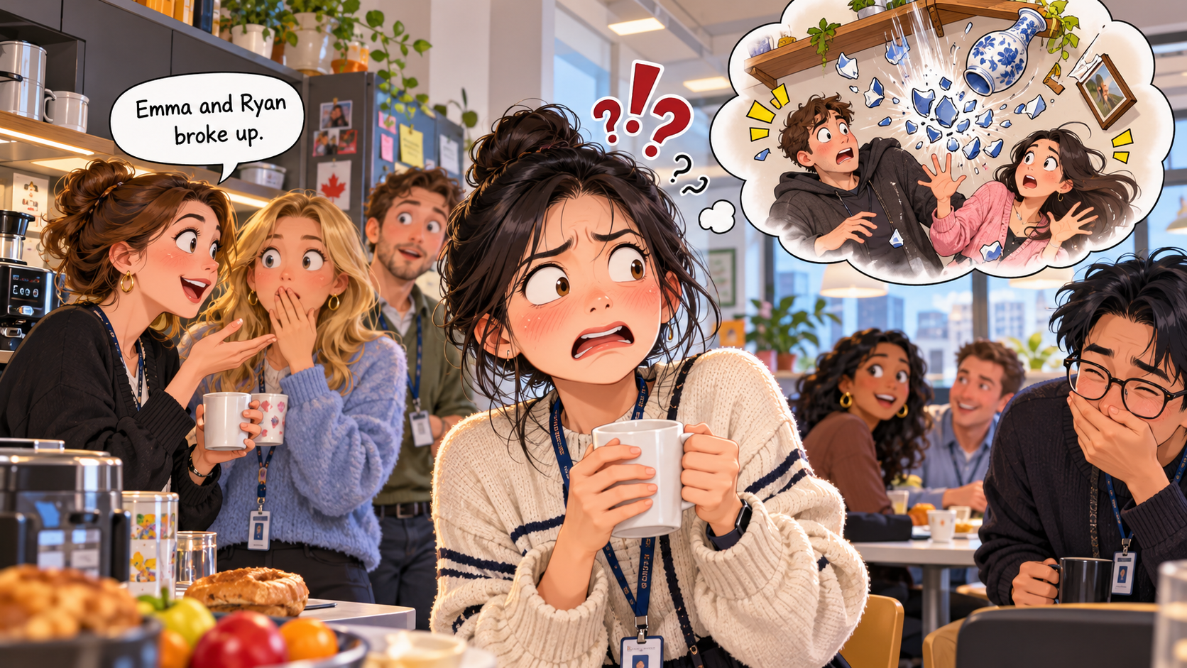 美剧学英语：break up - 加拿大办公室茶水间，同事说“they broke up”，我差点问：什么东西摔碎了？