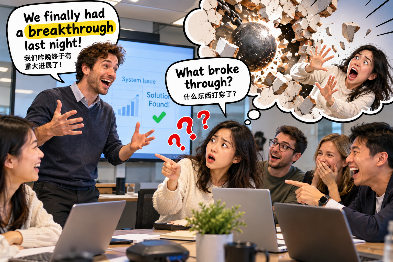 美剧学英语:breakthrough - 加拿大同事说“we had a breakthrough”,我下意识问:什么东西被打穿了?