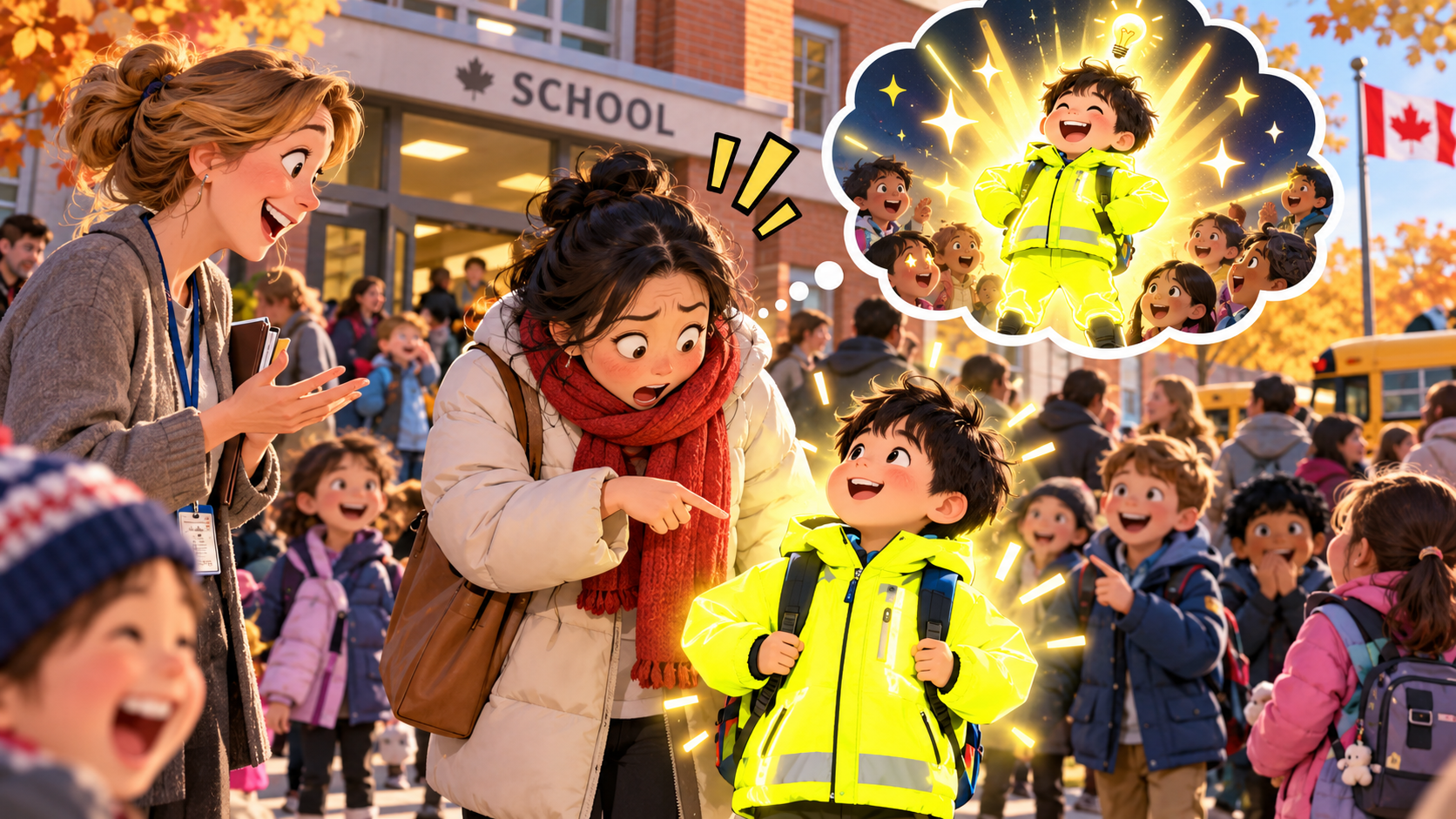 美剧学英语:bright boy - 加拿大接孩子时老师说他是“bright boy”,我低头看了眼他那件荧光黄外套……