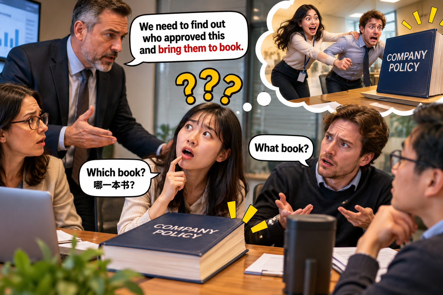 美剧学英语：bring to book - 加拿大办公室里，同事说“bring him to book”，我差点真去找一本书