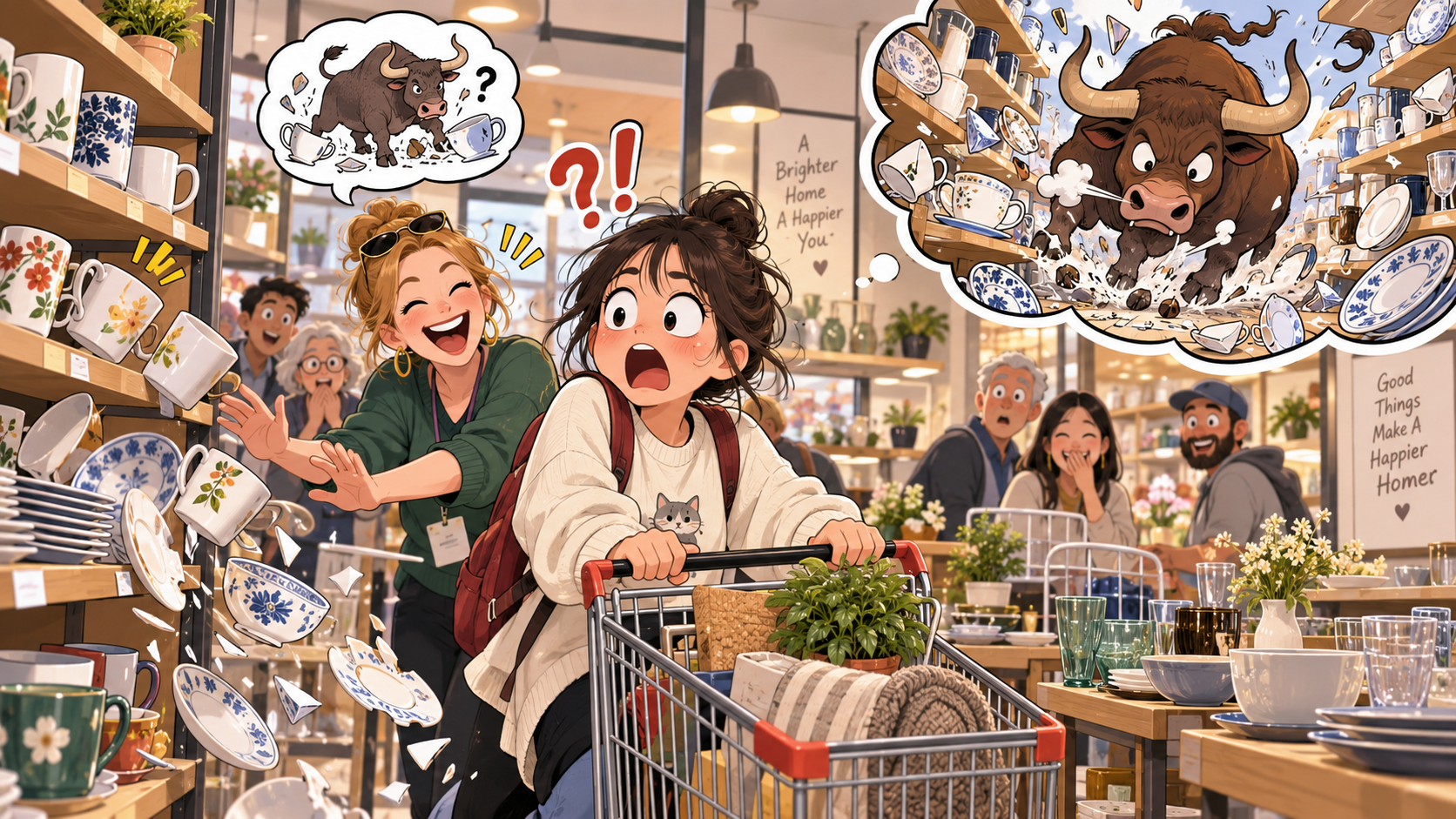 美剧学英语：bull in a china shop - 加拿大逛家居店，同事说我像“瓷器店里的公牛”，我真去找牛了
