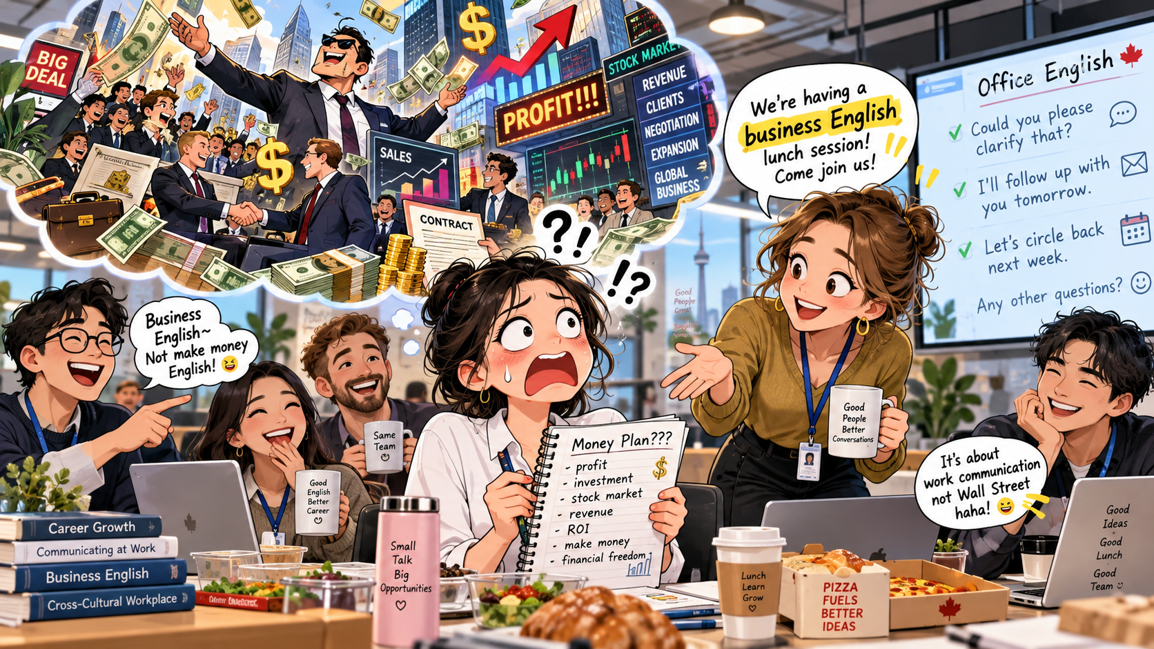 美剧学英语：business English - 加拿大办公室里，同事说要练“business English”，我还以为公司要教我们怎么谈生意……