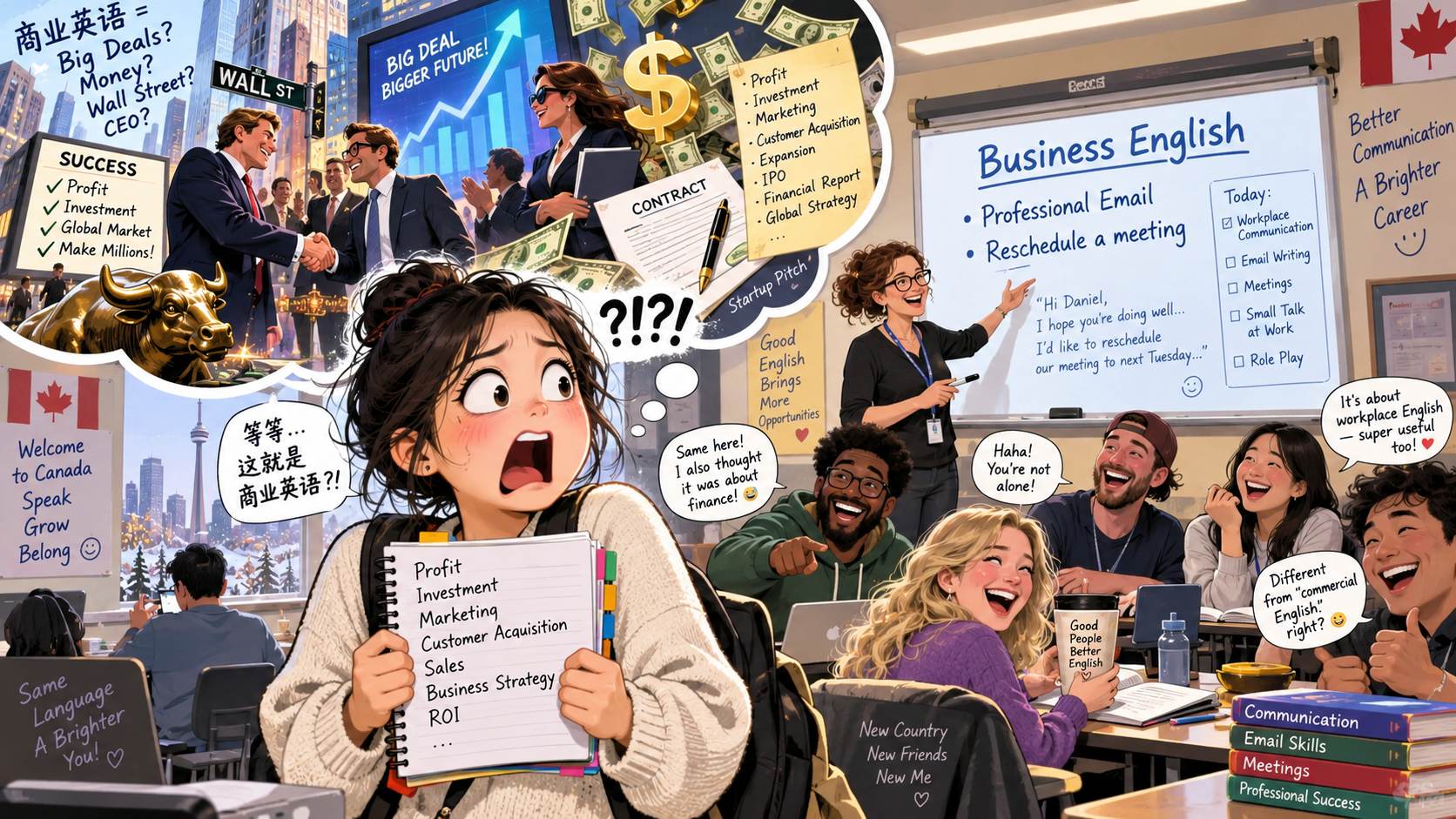 美剧学英语：business English - 加拿大成人英语班报了Business English，我抱着创业计划书去上课……
