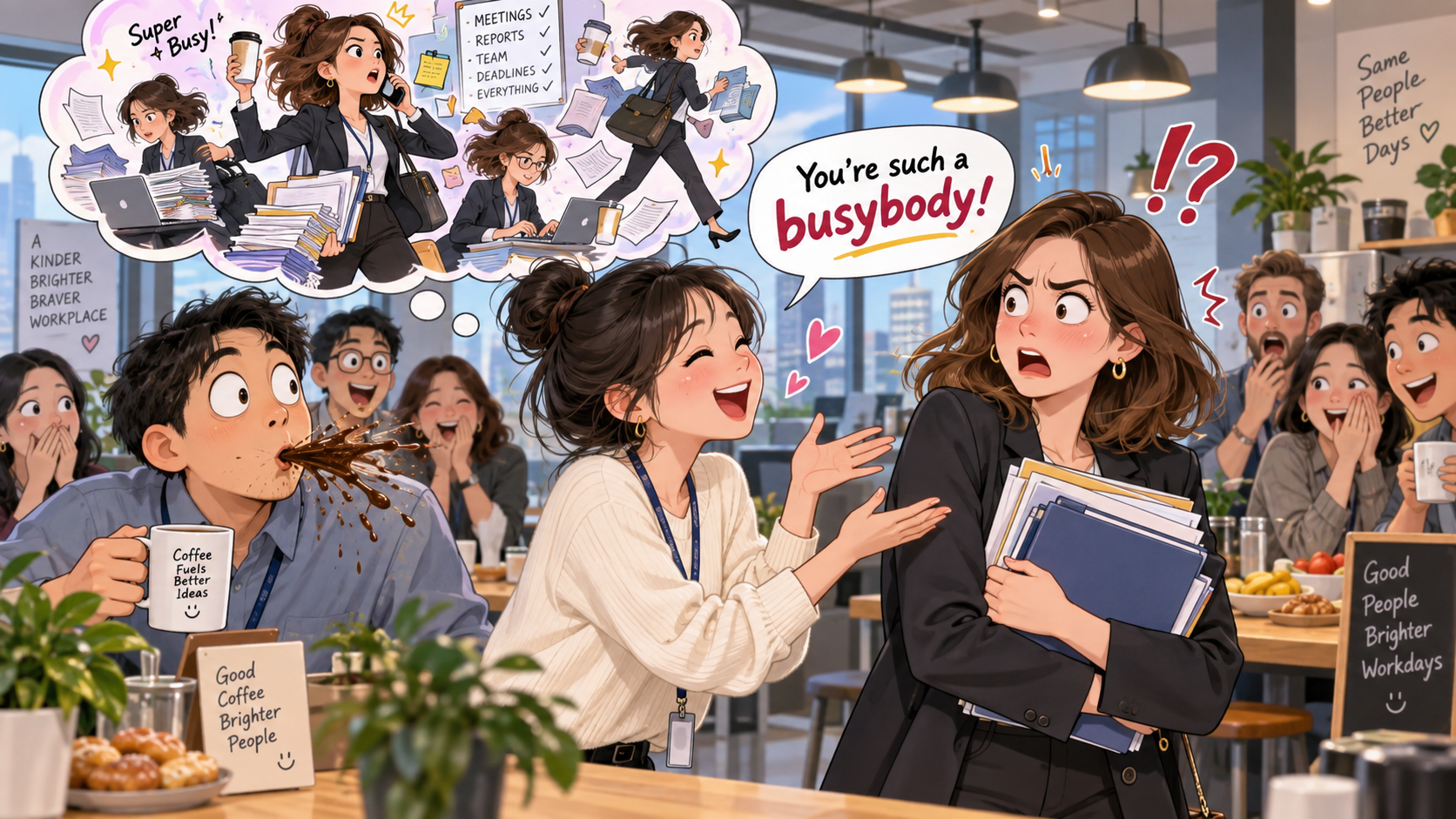 美剧学英语：busy body - 加拿大办公室茶水间：同事说她是“busybody”，我居然跑去夸她工作真努力……
