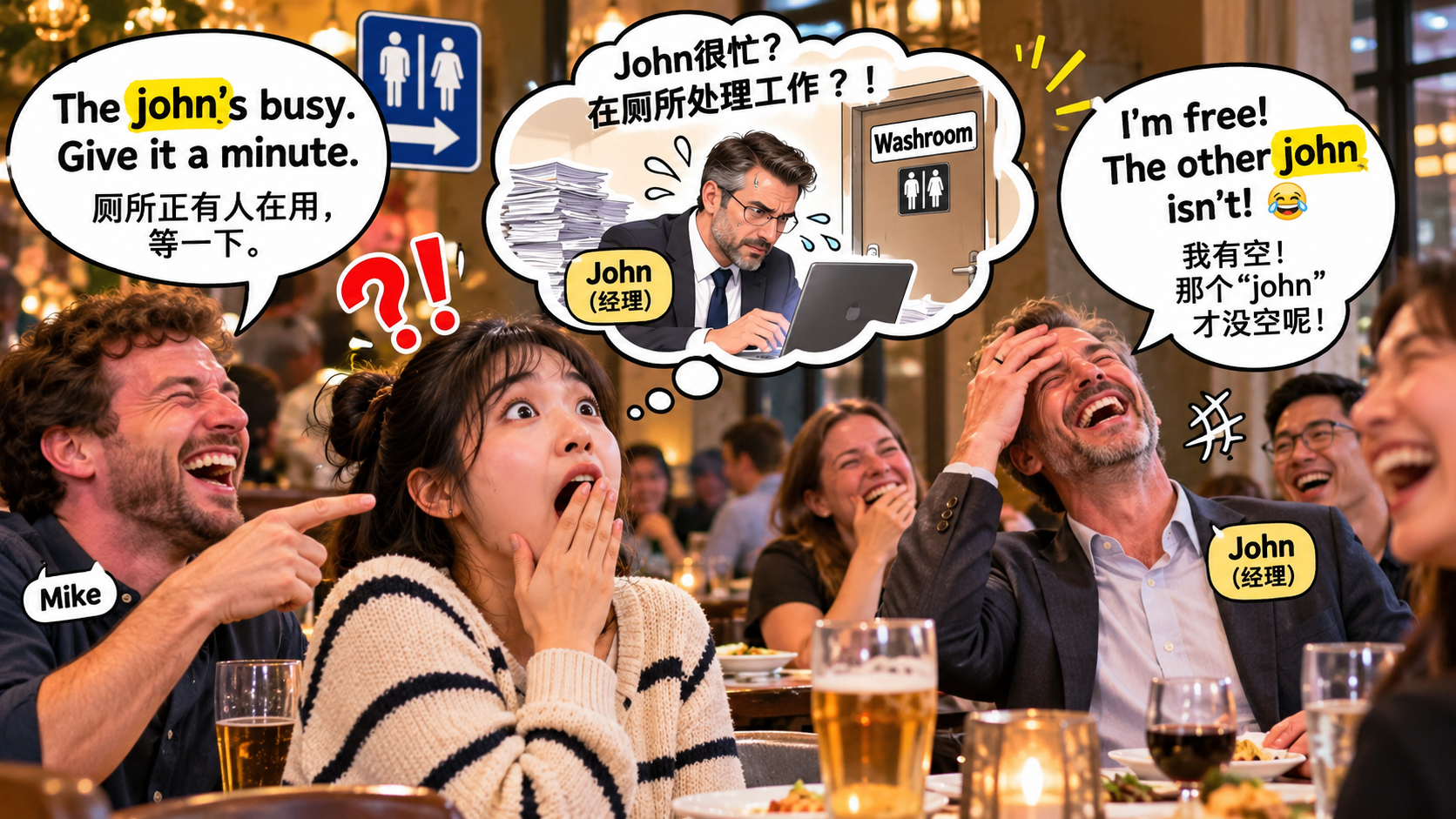 美剧说英语：busy john - 加拿大公司聚餐，同事说“John’s busy”，我竟然跑去找经理约时间……