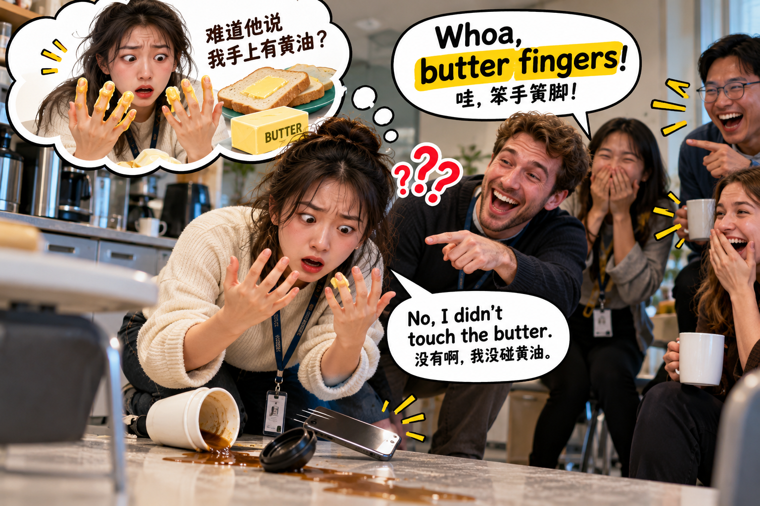 美剧说英语：butter fingers - 加拿大办公室同事叫我“butter fingers”，我低头看了半天自己的手……