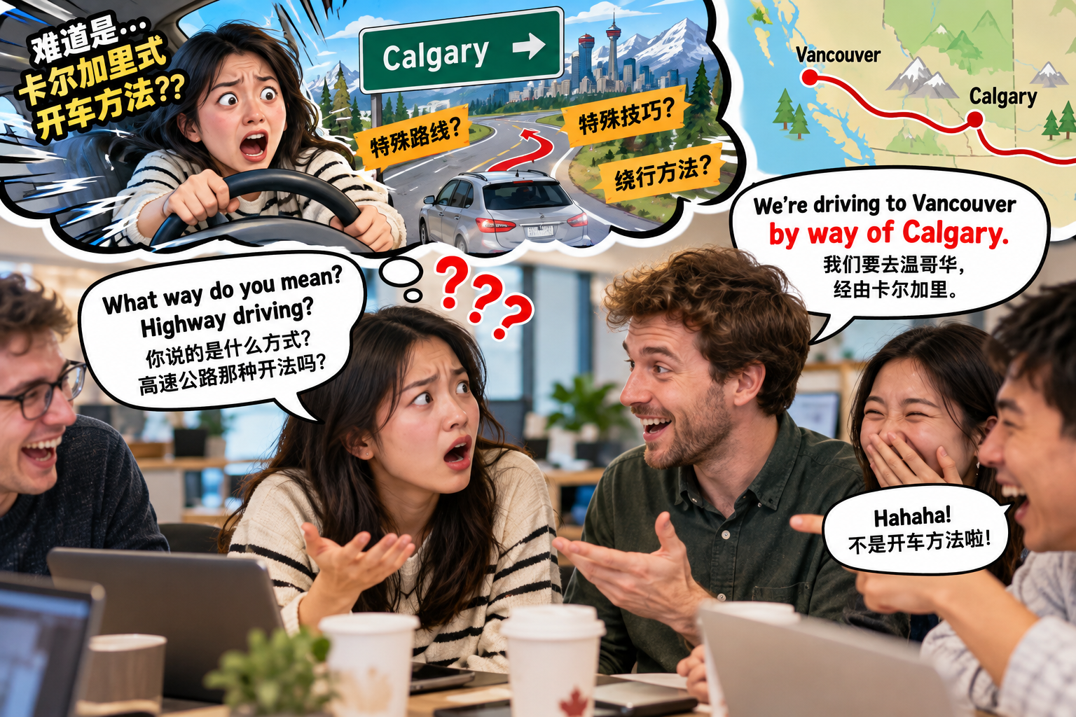 美剧说英语:by way of - 加拿大同事说“by way of Calgary”,我还以为他在教我一种开车方法……
