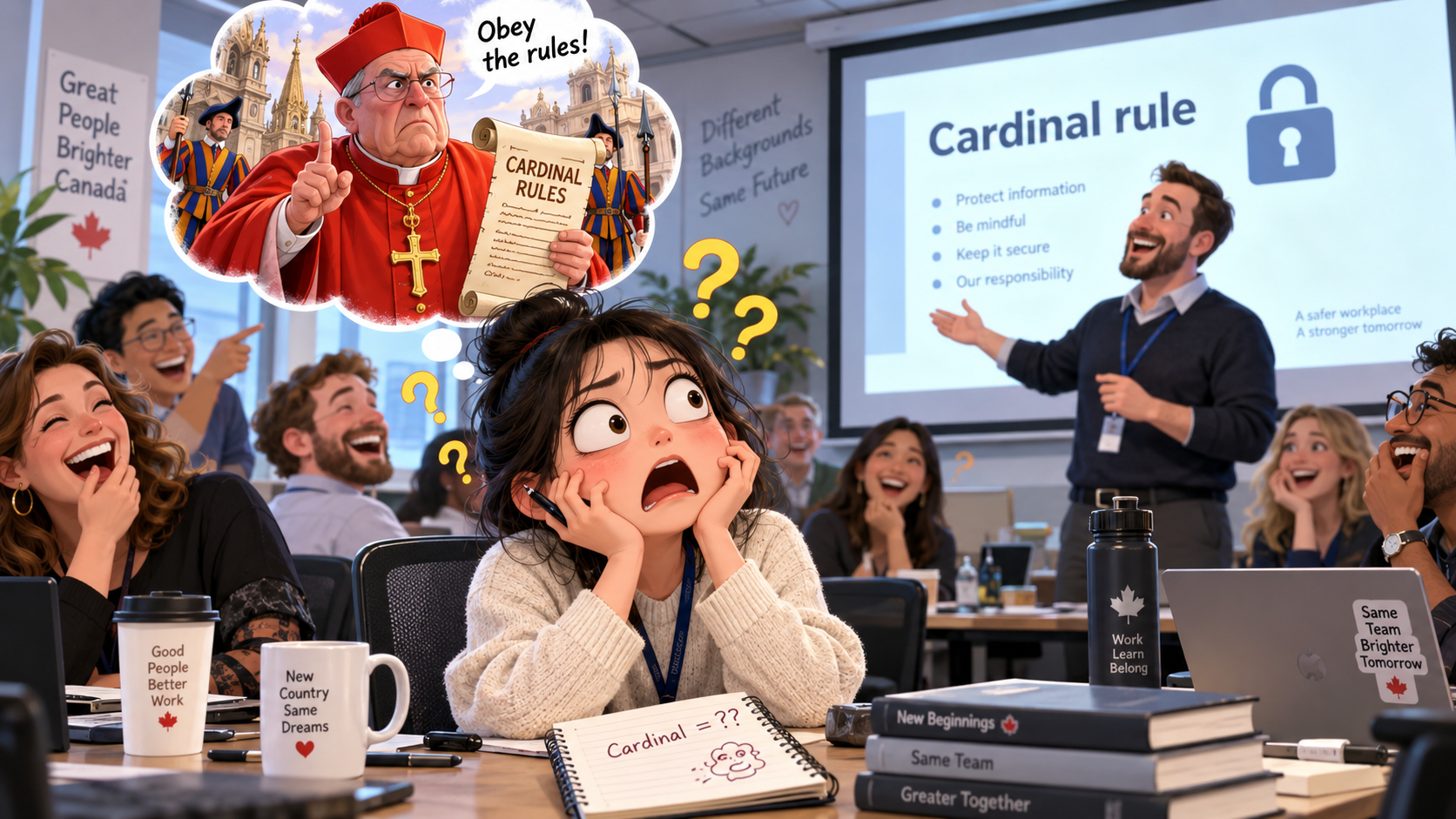 美剧学英语：cardinal - 加拿大办公室入职培训，同事说“cardinal rule”，我差点问红衣主教什么时候来