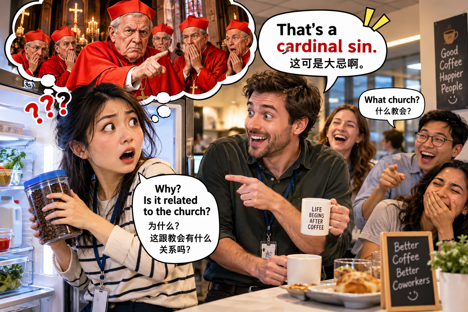 美剧说英语：cardinal sins - 加拿大公司聚餐，同事说这是“cardinal sin”，我差点问他跟红衣主教有什么关系