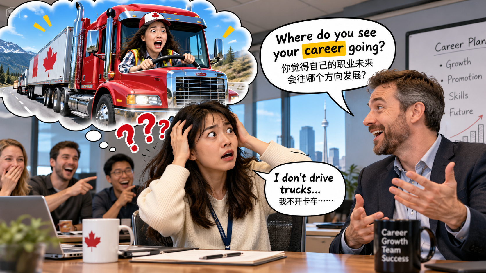 美剧说英语：career - 加拿大办公室聊职业规划，同事说“career”，我差点问他卡车开几年了……
