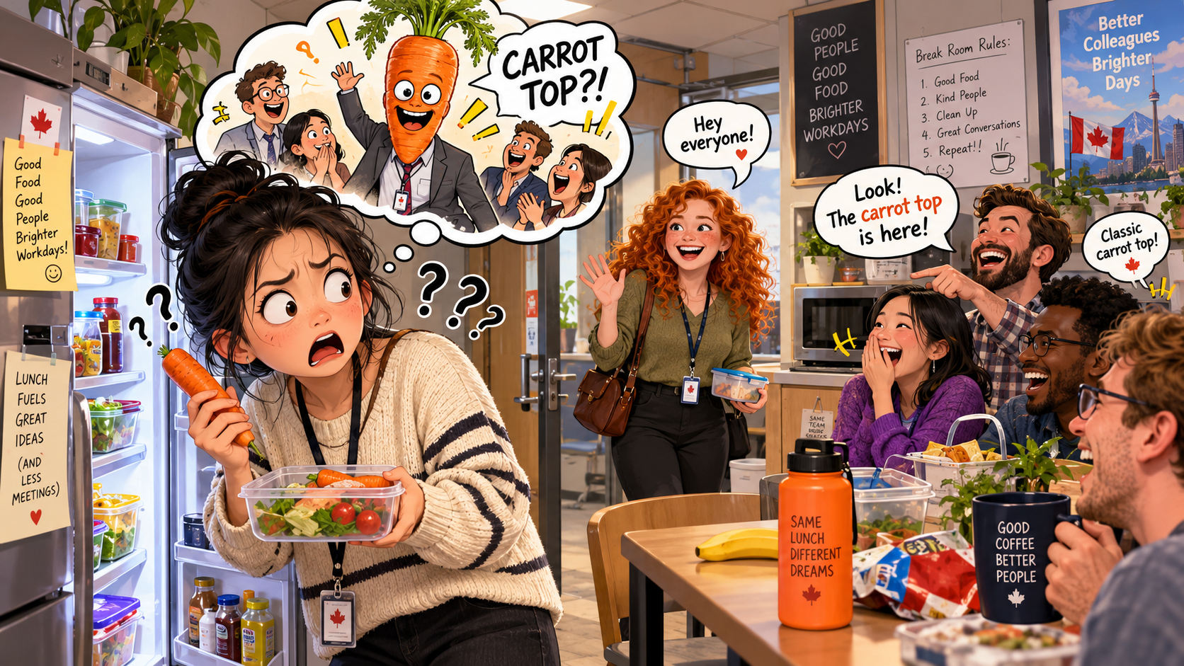 美剧说英语:carrot top - 加拿大办公室同事说“carrot top”,我居然跑去冰箱找胡萝卜……