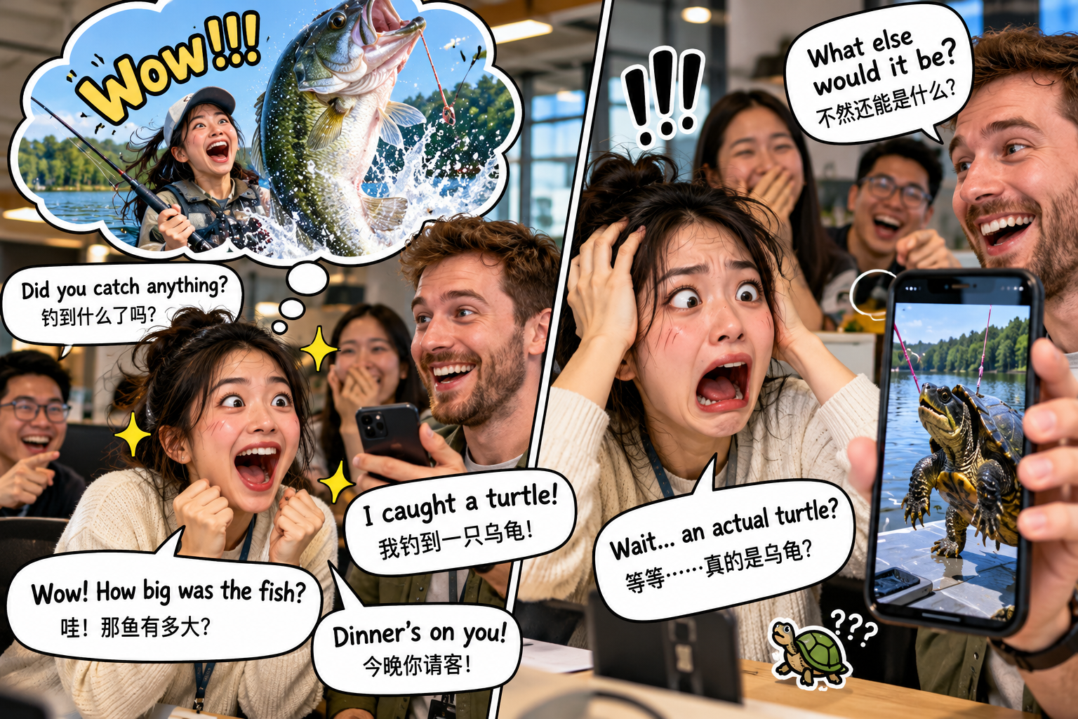 美剧说英语:Catch a turtle - 加拿大周末去钓鱼,同事说“catch a turtle”,我以为他钓到大鱼,差点让他请客……