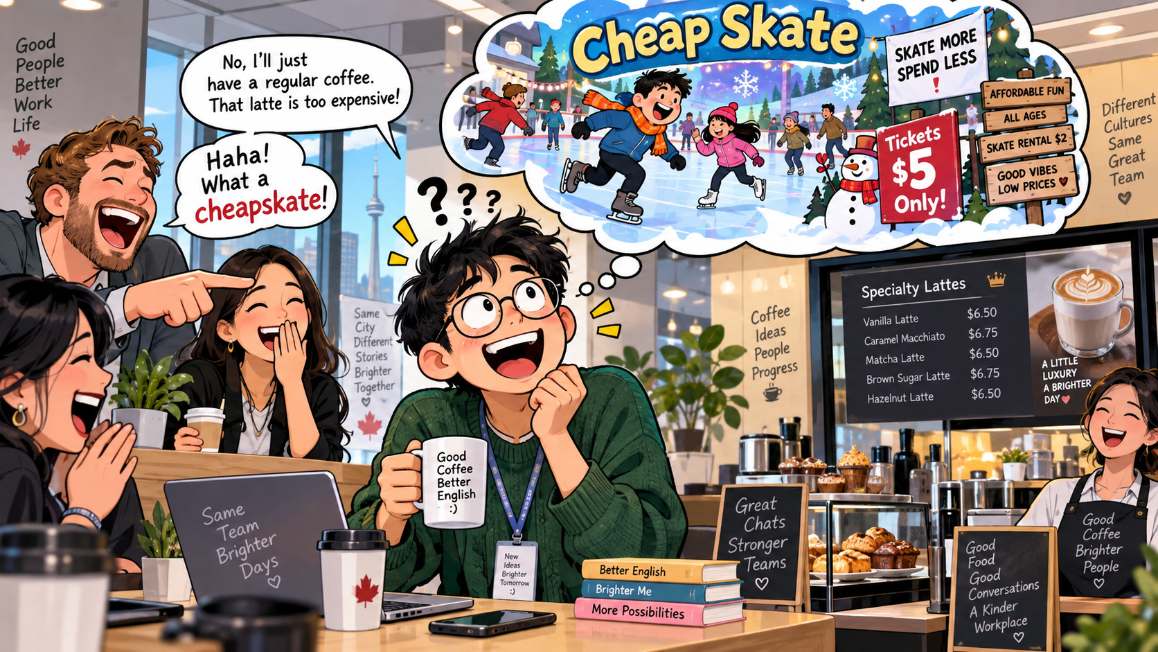 美剧学英语:cheap skate - 加拿大同事说我“cheapskate”,我居然问他:哪个滑冰场这么便宜?
