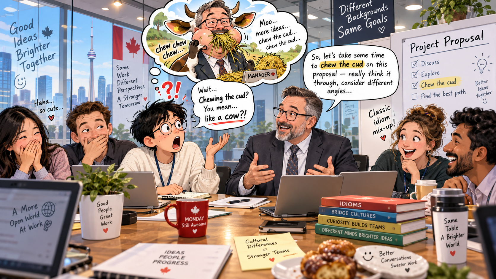 美剧学英语:chewing the cud - 加拿大办公室开会,经理说他周末一直“chewing the cud”,我竟然问他嚼的什么……