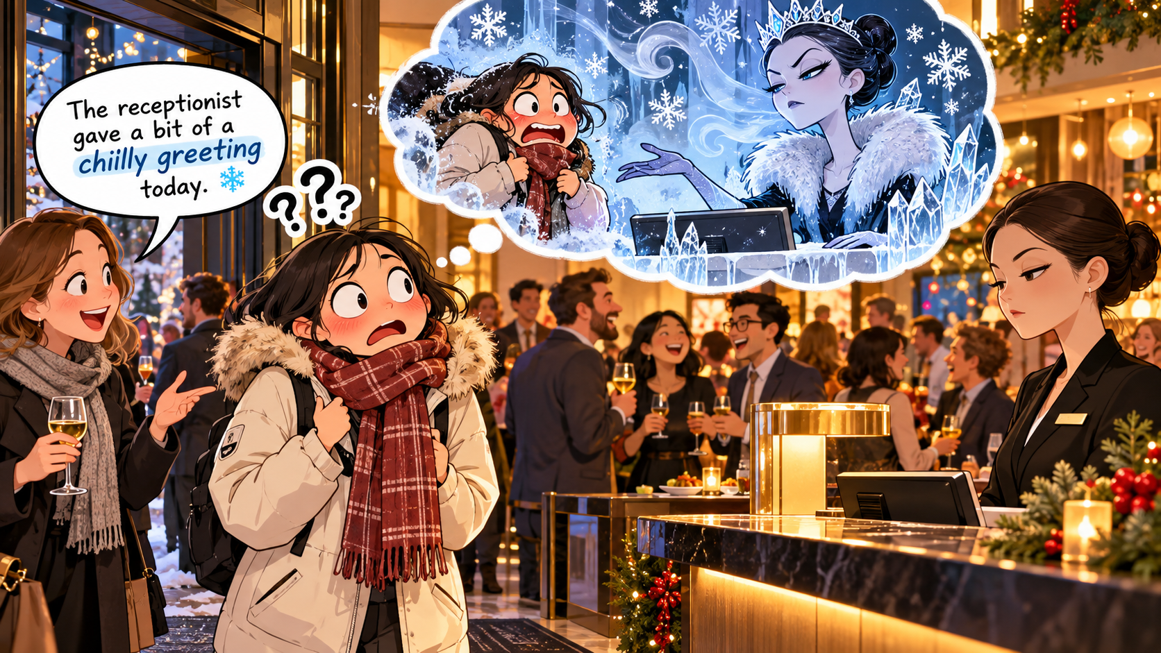 美剧学英语：chilly greeting - 加拿大公司聚餐，同事说我收到了“chilly greeting”，我还以为门口太冷了