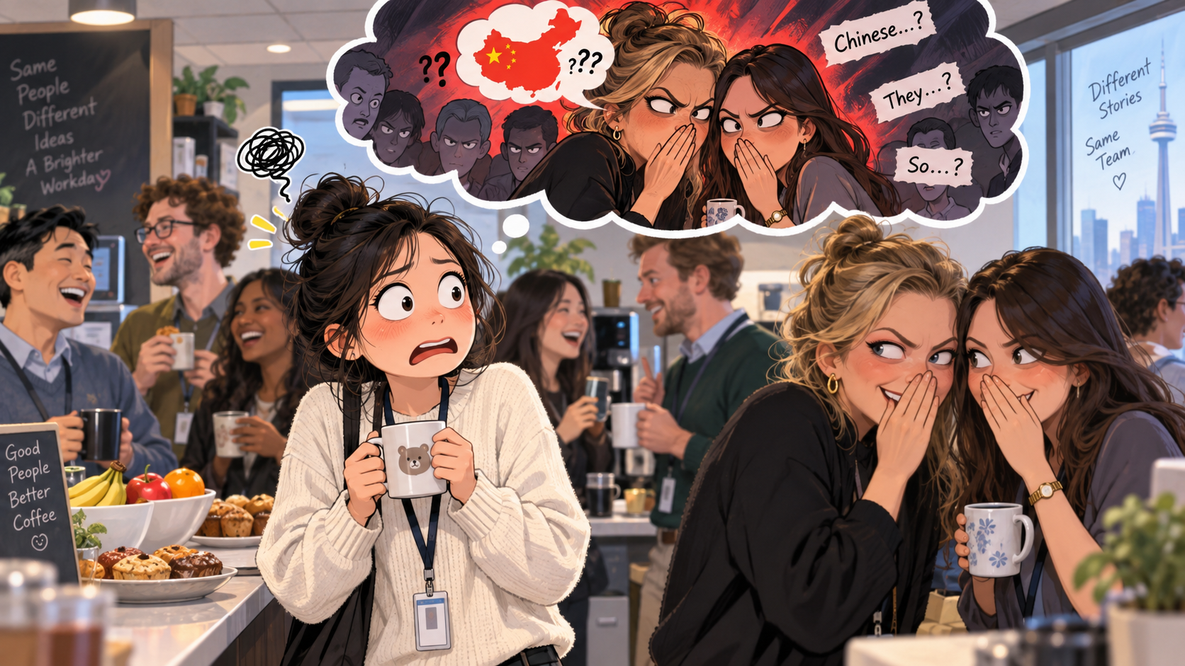 美剧学英语：chinese whispers - 加拿大办公室茶水间，同事说“Chinese whispers”，我以为他们在议论中国人……