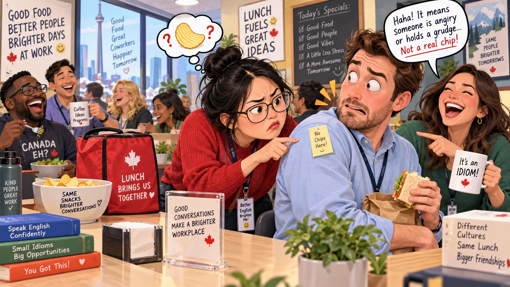 美剧学英语:chip on your shoulder - 加拿大办公室午餐时,同事说他“肩膀上有薯片”,我盯着他看了半天……